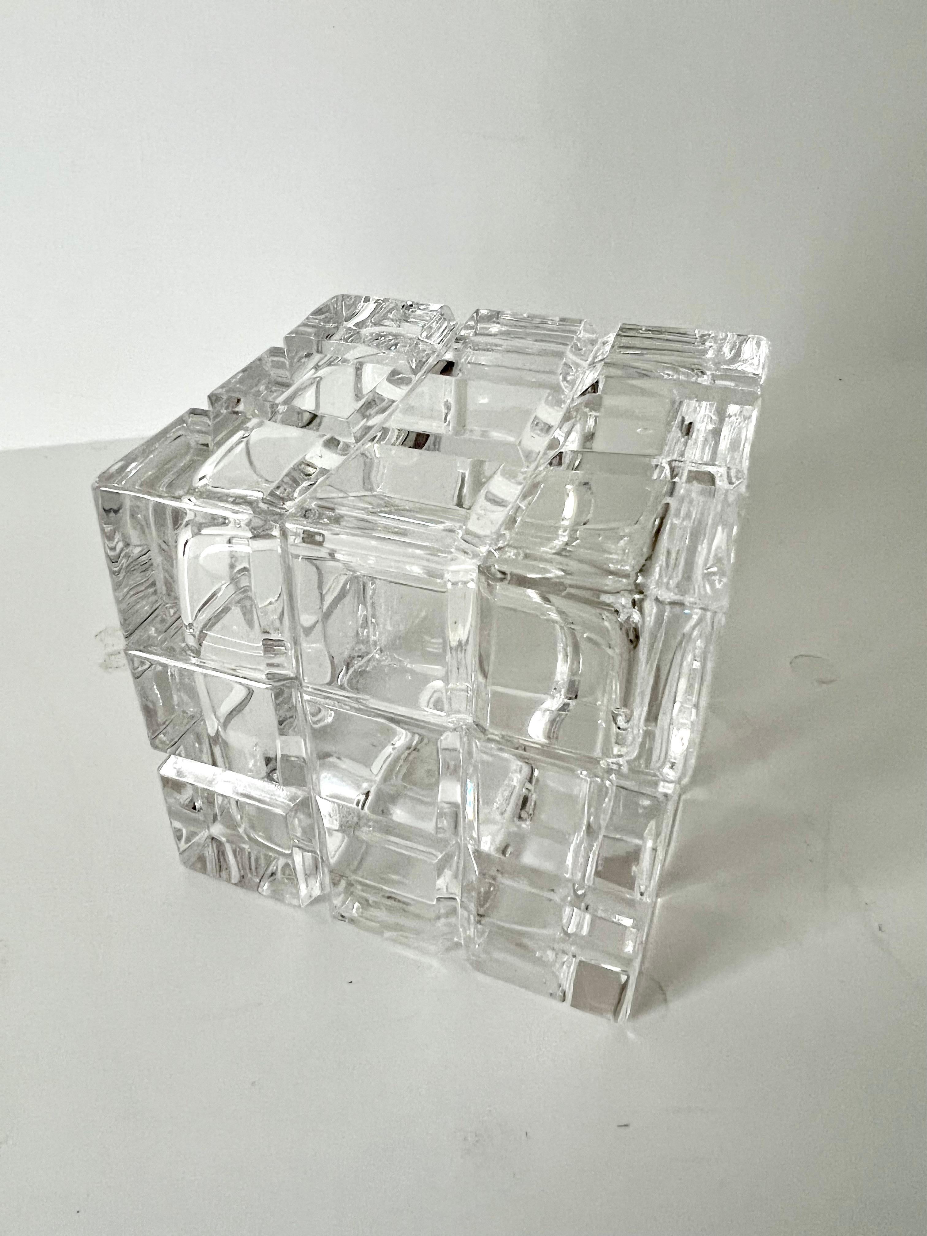Modern Cut Crystal Lidded Box in the Style of Tiffany and Company