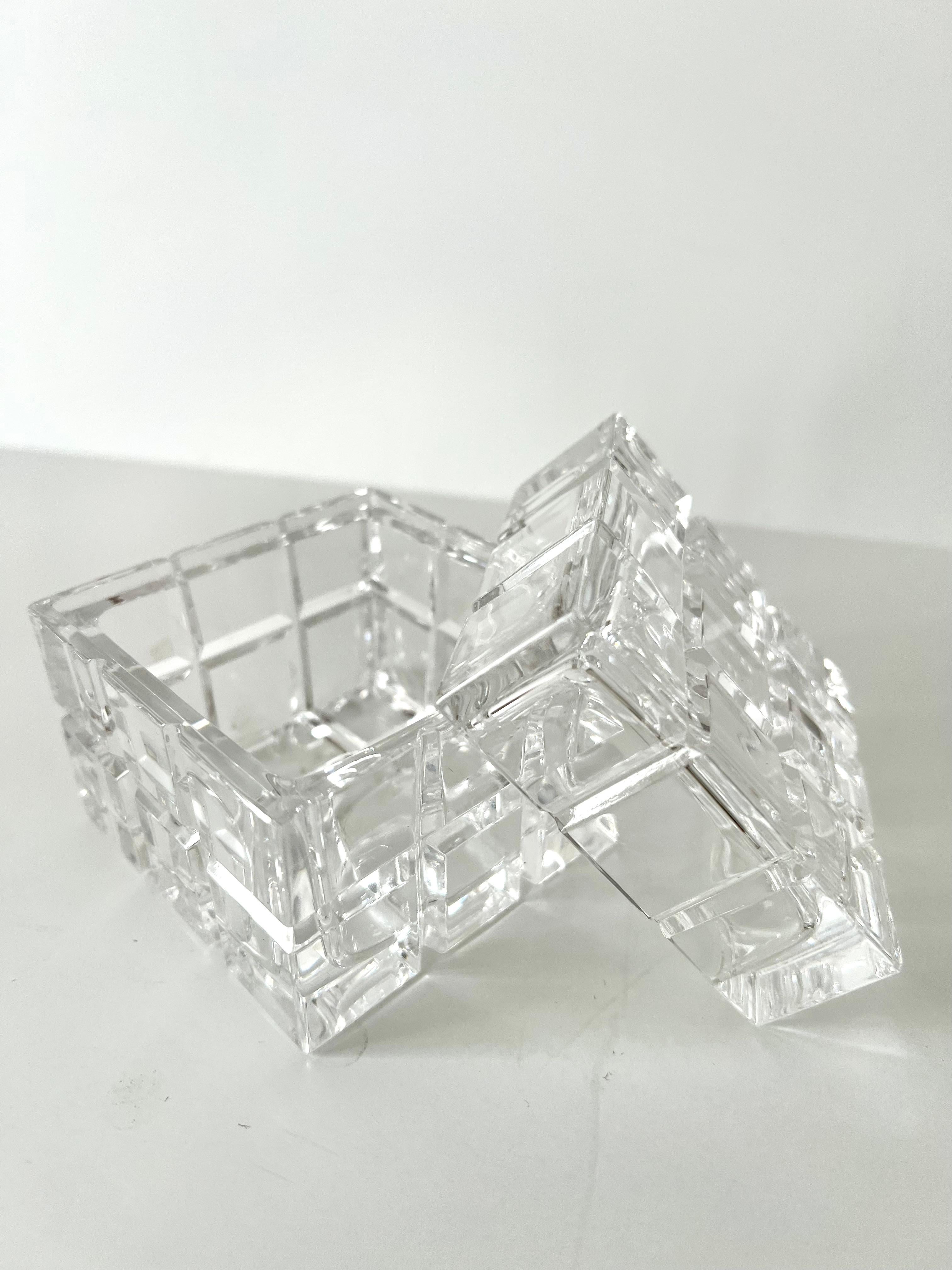 20th Century Cut Crystal Lidded Box in the Style of Tiffany and Company