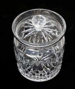 Waterford Crystal Lidded Jar, Cut Glass, Faceted Design, 5" Diameter