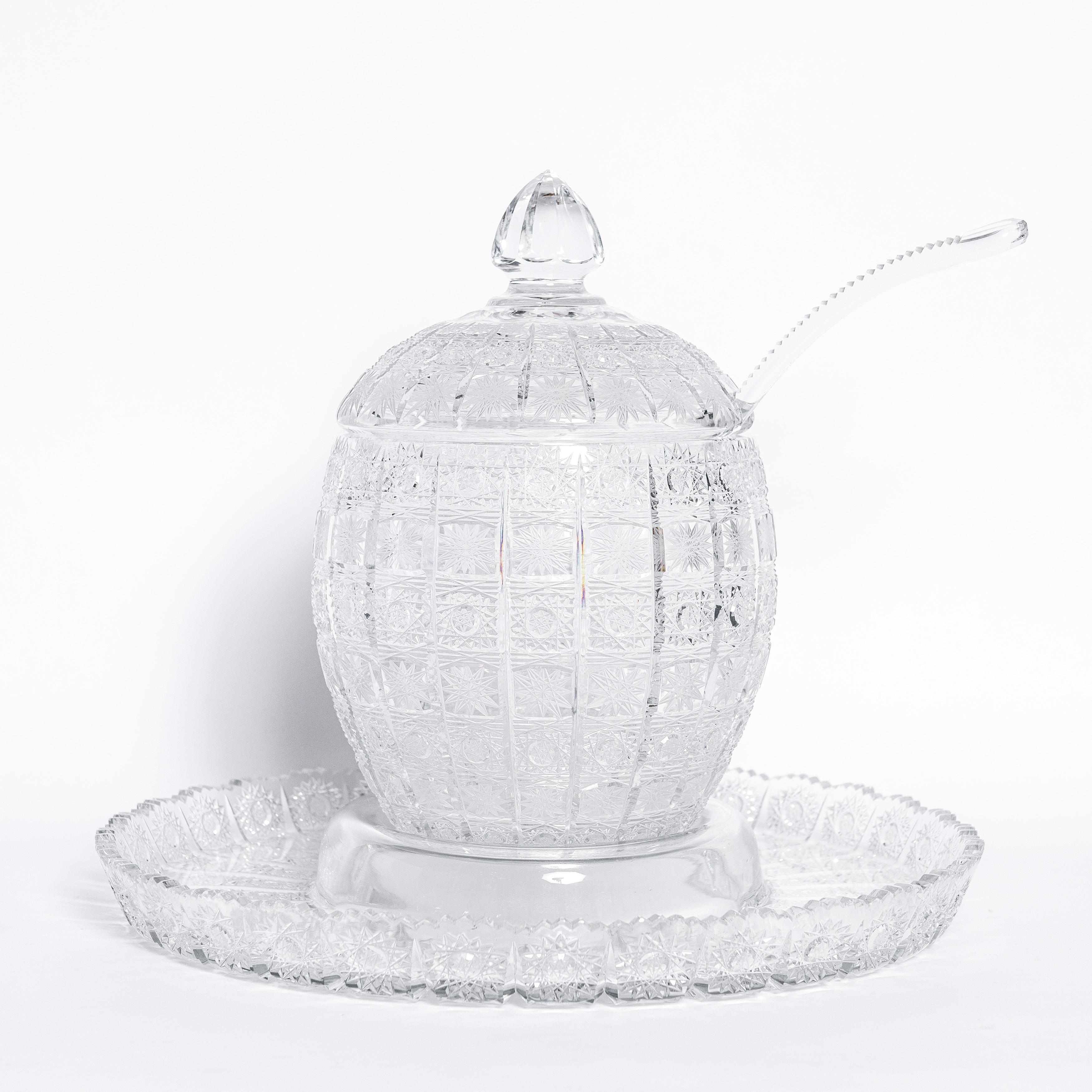 Tchèque Ensemble de coupes à punch en cristal taillé, tchèque, vers 1950 en vente