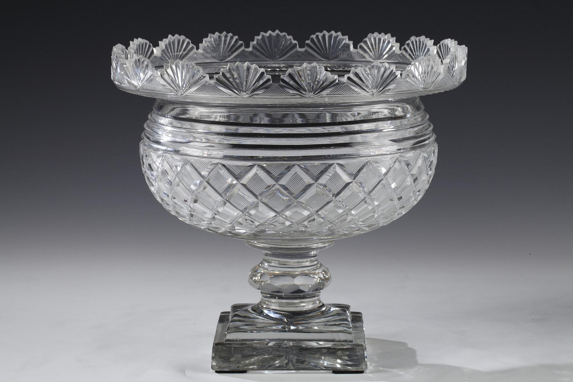 French Set of Cut Crystal Vases Attributed to Baccarat, France, Circa 1880