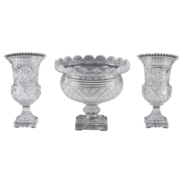 Cut Crystal Set of Vases by Baccarat For Sale at 1stdibs
