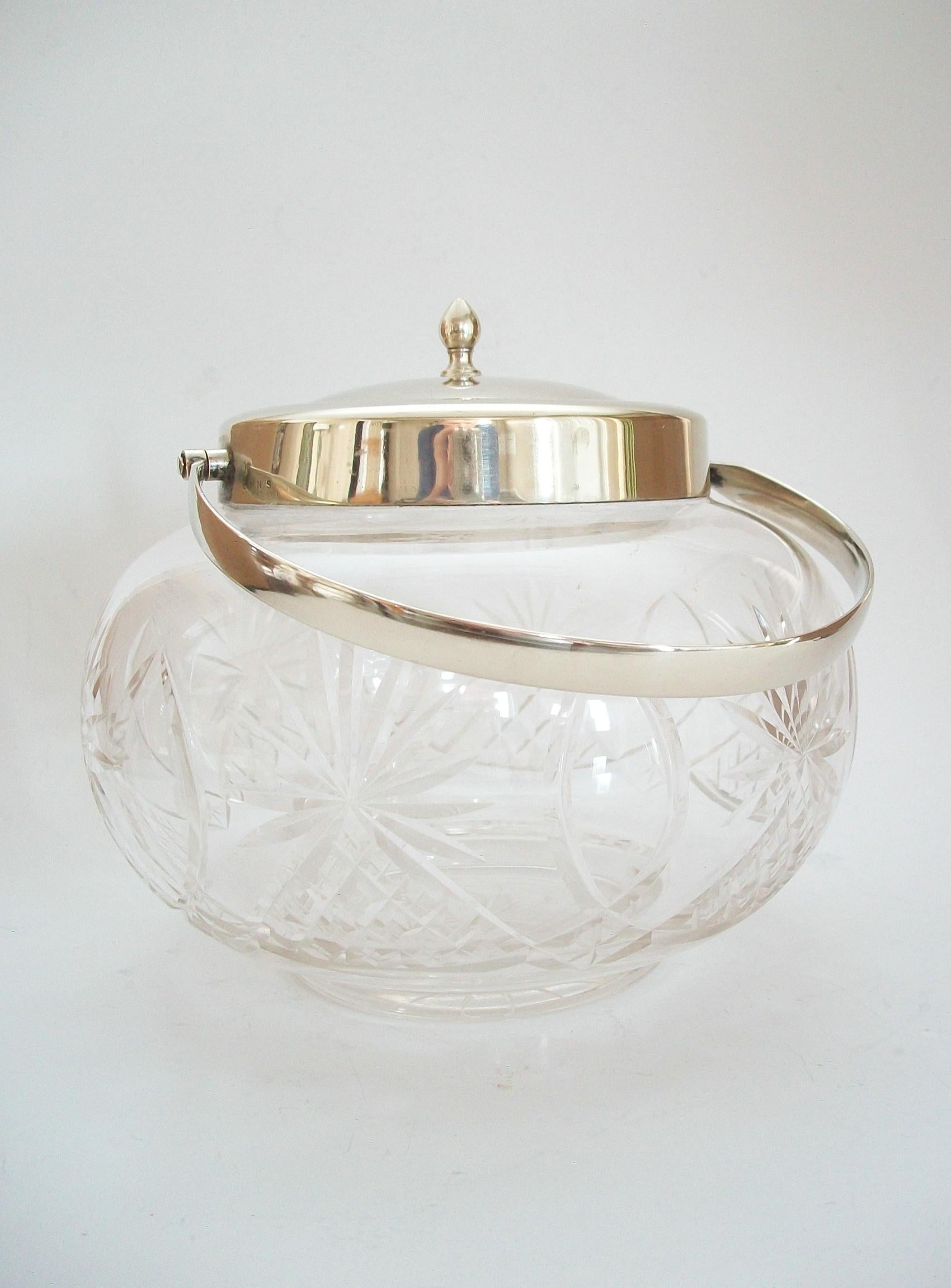 Cut Crystal & Silverplate Biscuit Barrel - United Kingdom - Early 20th Century For Sale 1