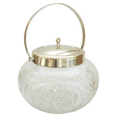 Cut Crystal & Silverplate Biscuit Barrel - United Kingdom - Early 20th Century