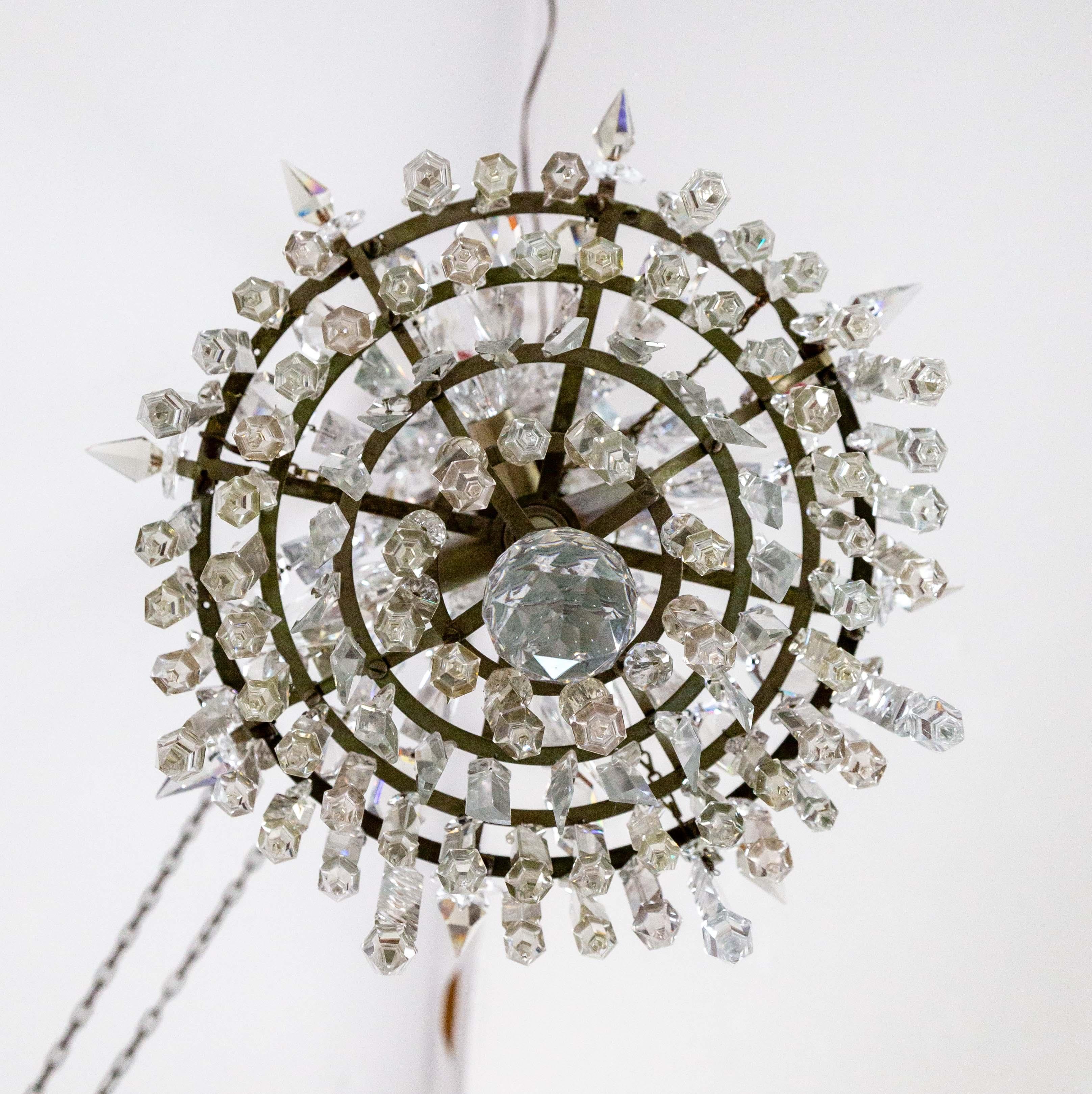 Cut Crystal Spear Empire Chandelier For Sale 5