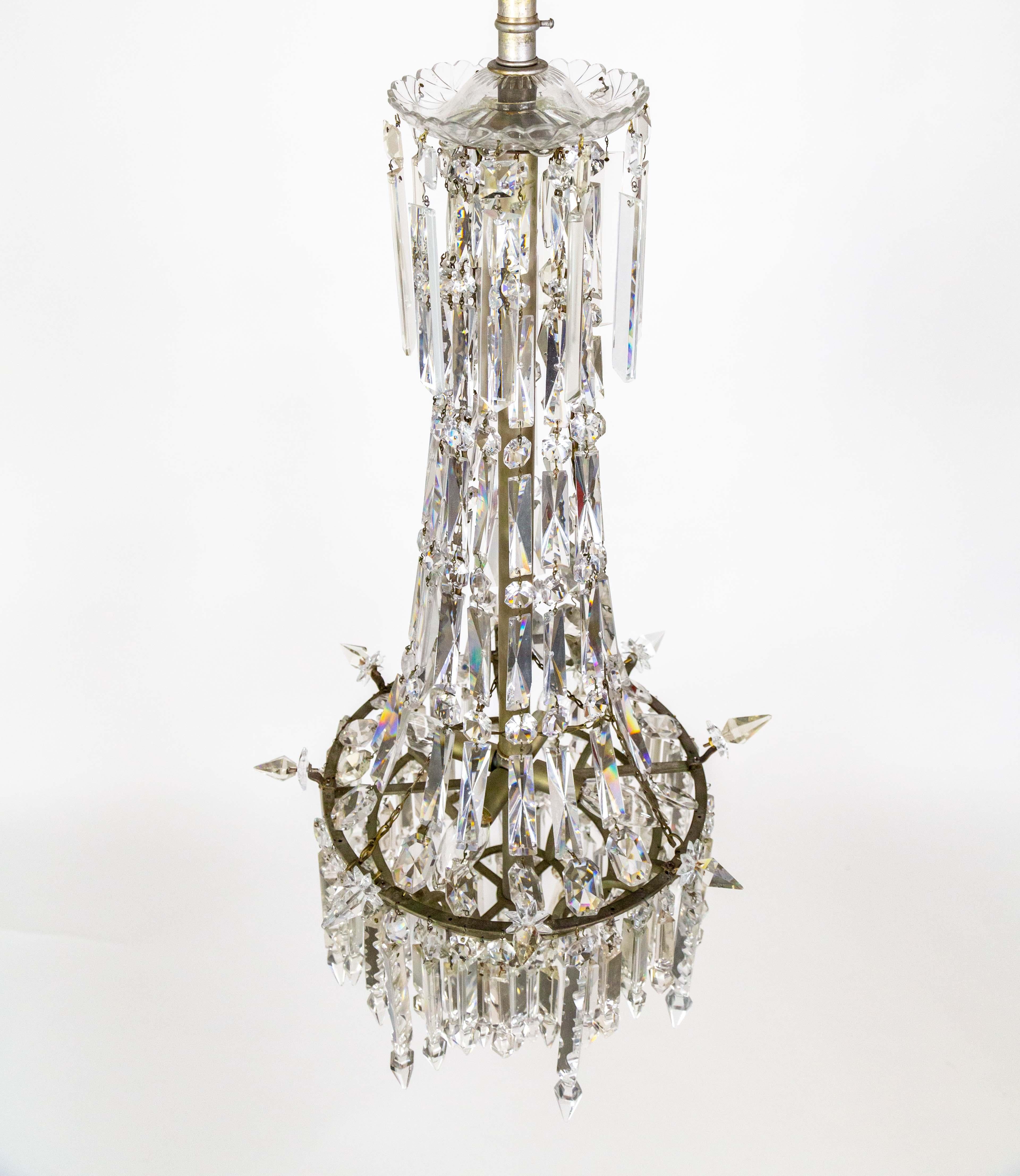Cut Crystal Spear Empire Chandelier For Sale 6
