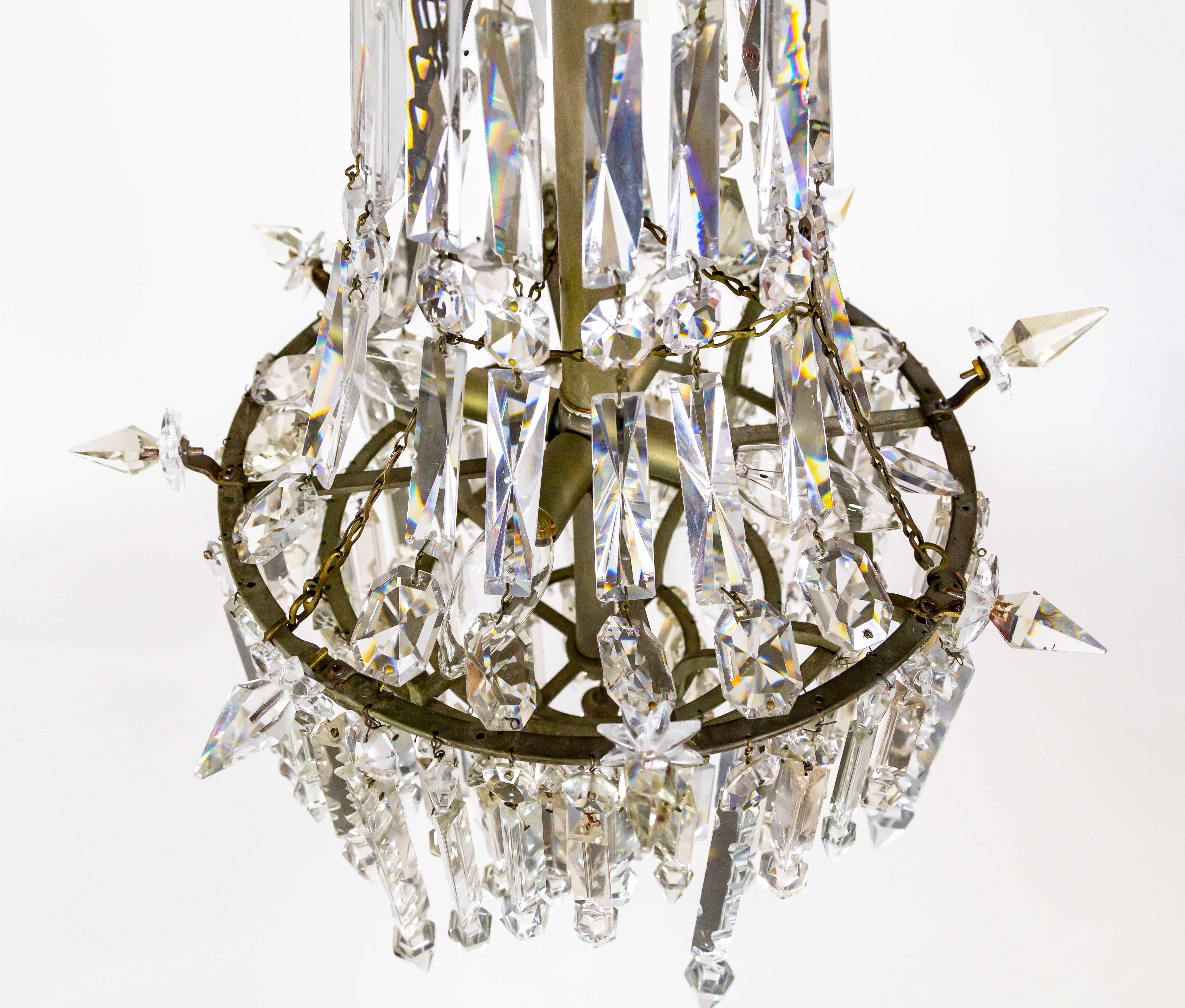 Cut Crystal Spear Empire Chandelier For Sale 7