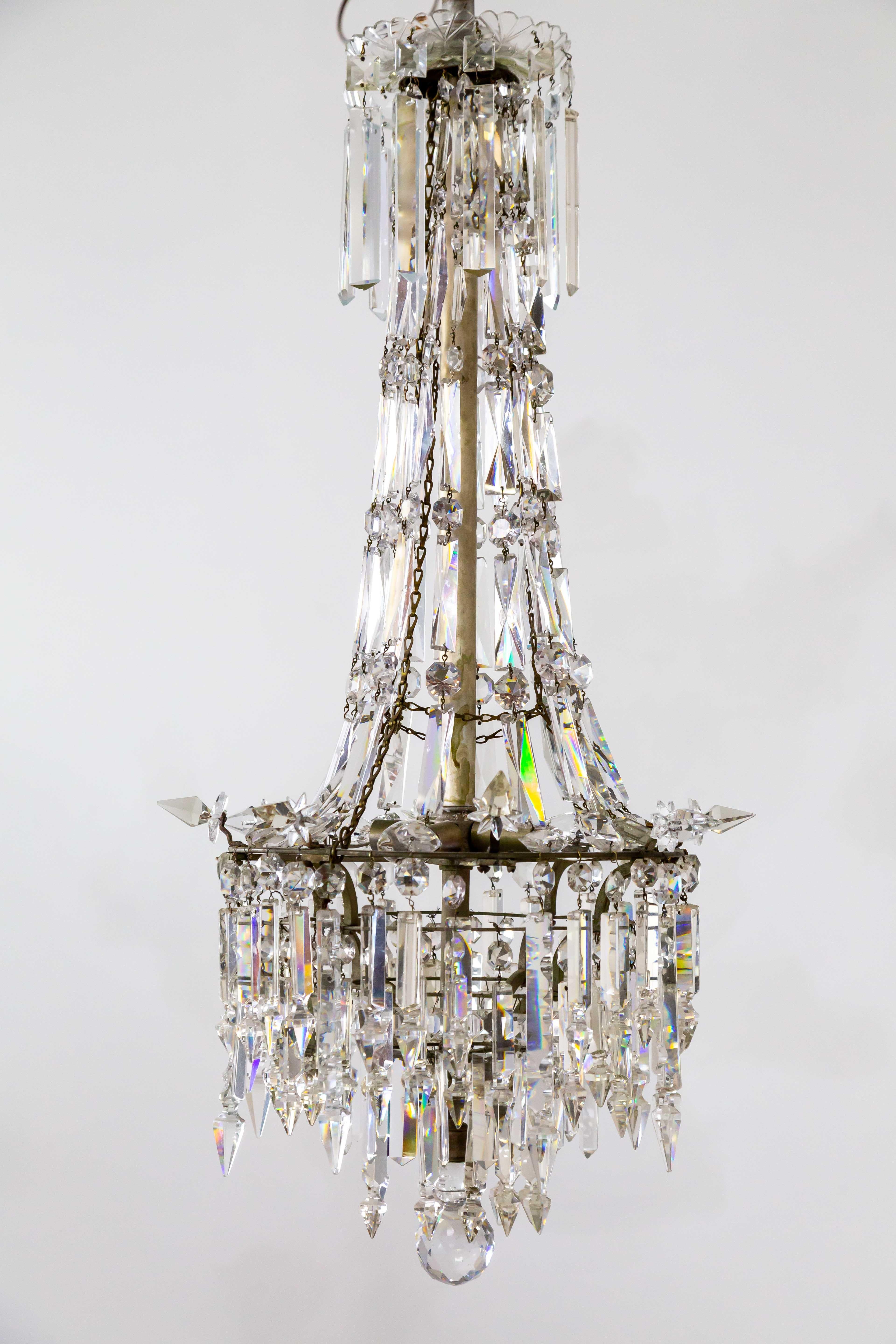 Cut Crystal Spear Empire Chandelier For Sale 8