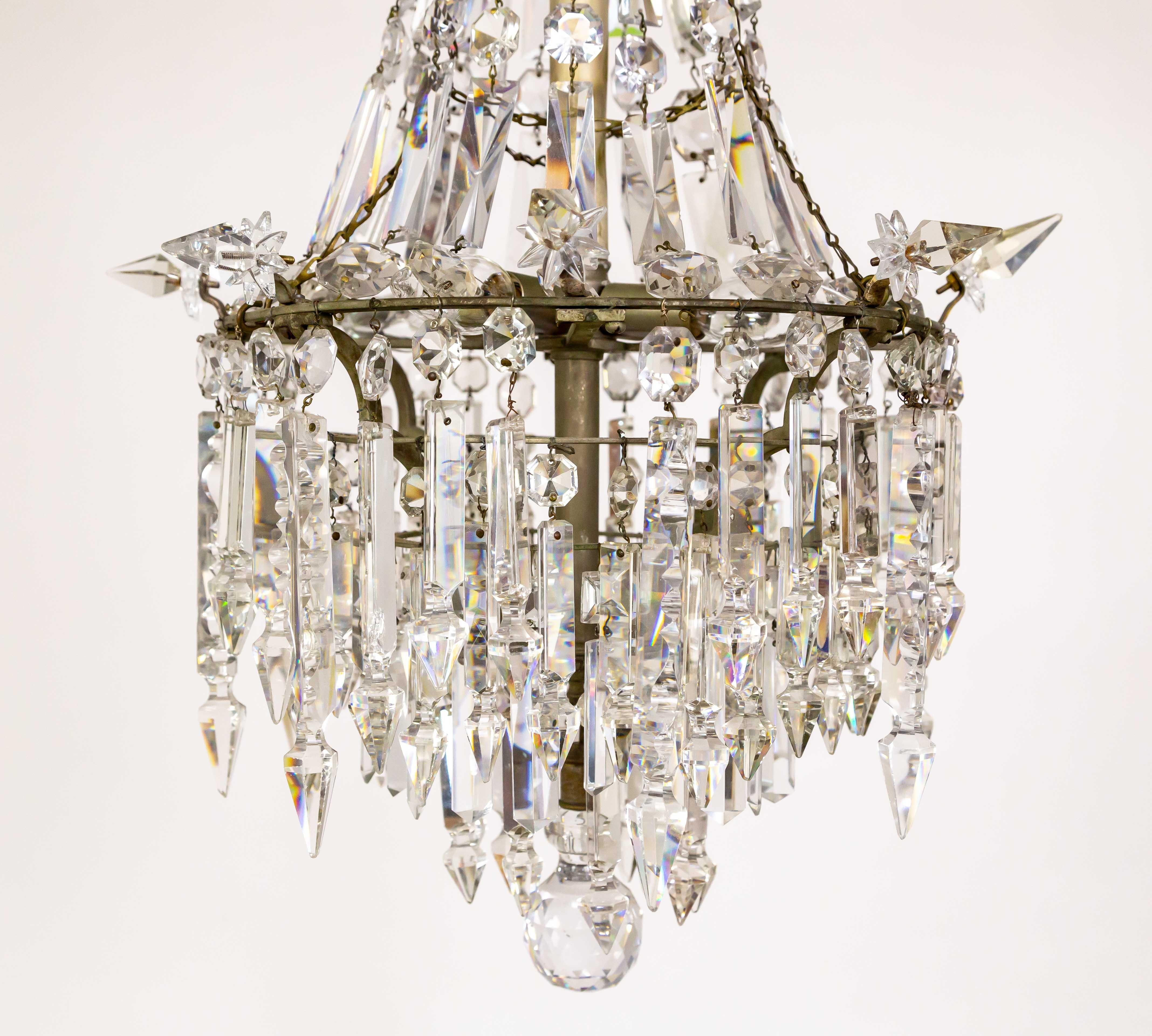 Cut Crystal Spear Empire Chandelier For Sale 2