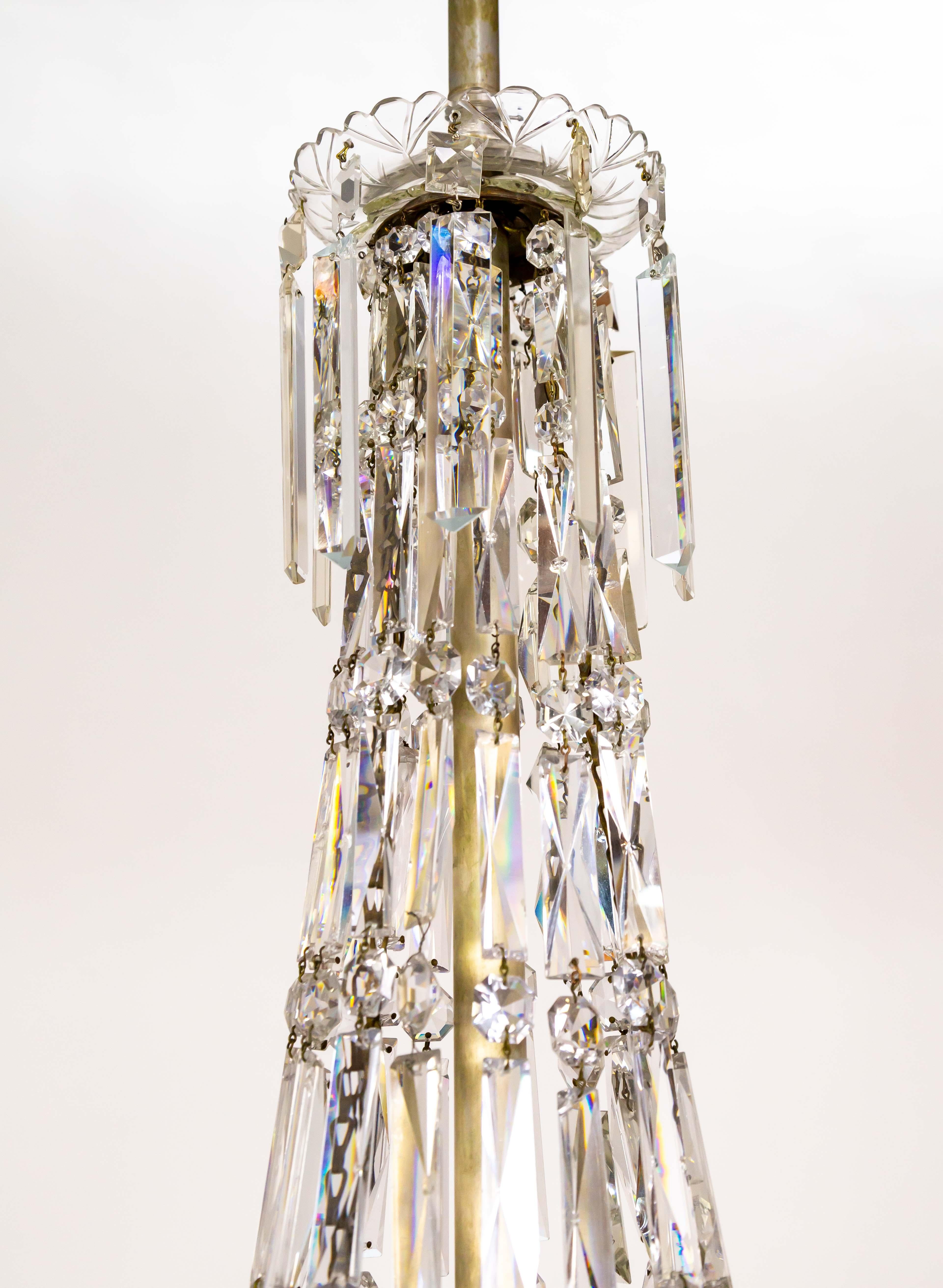 Cut Crystal Spear Empire Chandelier For Sale 3