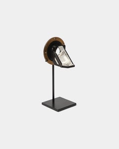 Cut Crystal, Steel and Brass Glass Lens