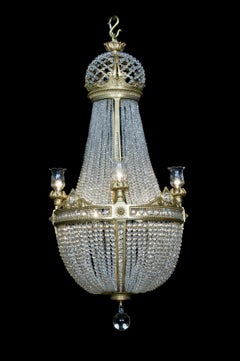 Cut Crystal Tent and Basket Chandelier Attributed to Baccarat, circa 1890