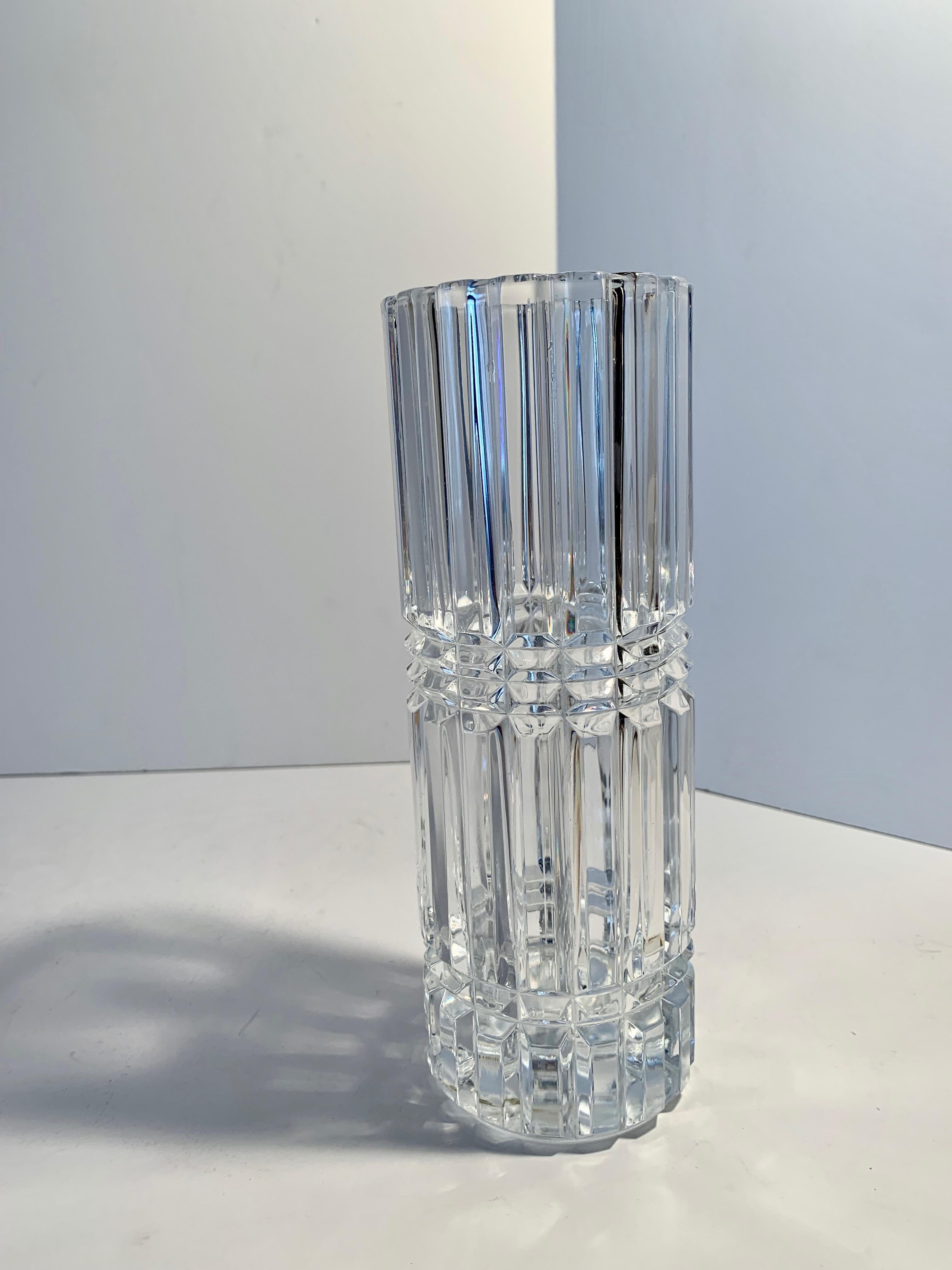 Mid-Century Modern Cut Crystal Vase