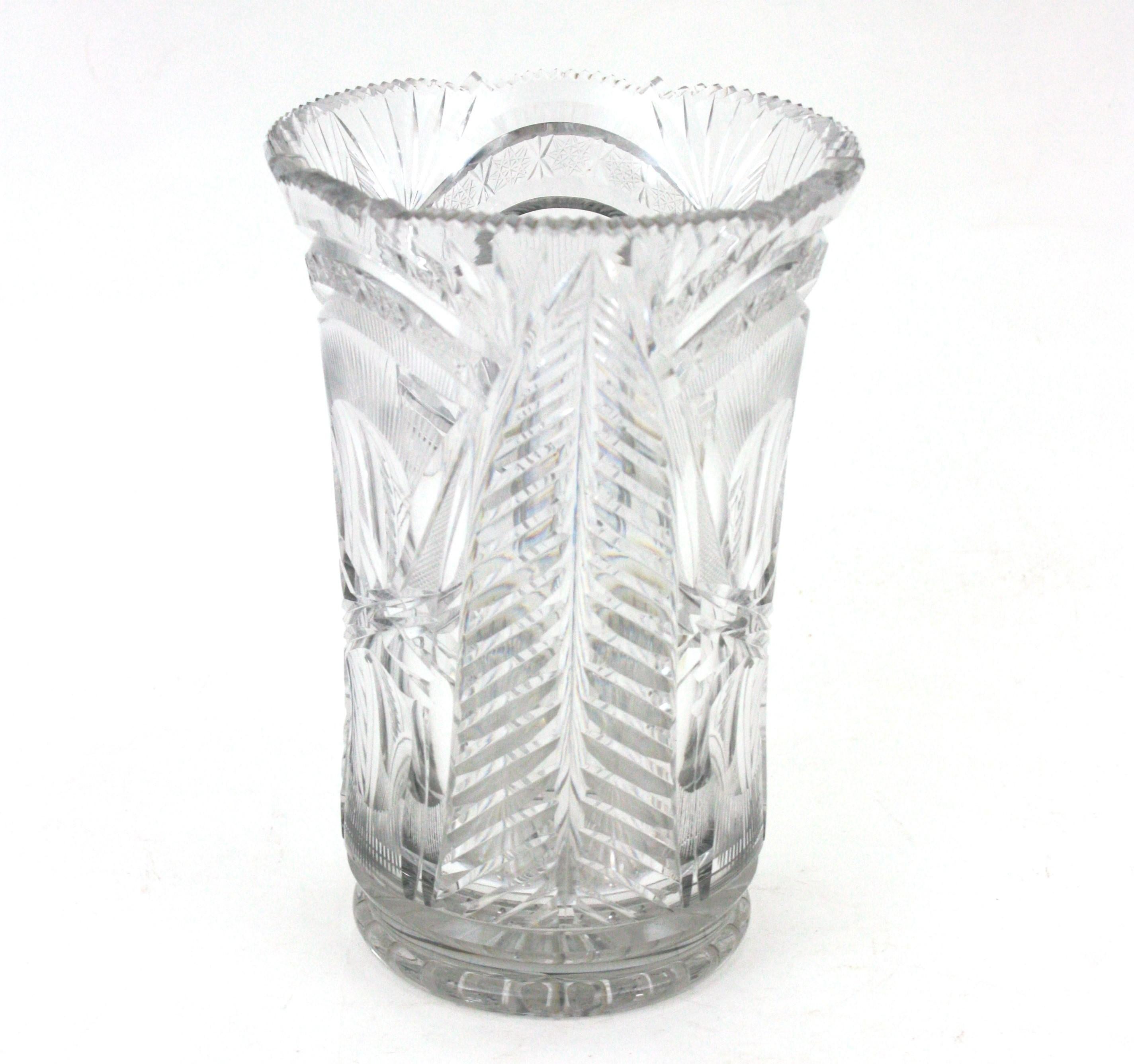 Cut Crystal Vase or Hurricane Candle Holder In Good Condition For Sale In Barcelona, ES
