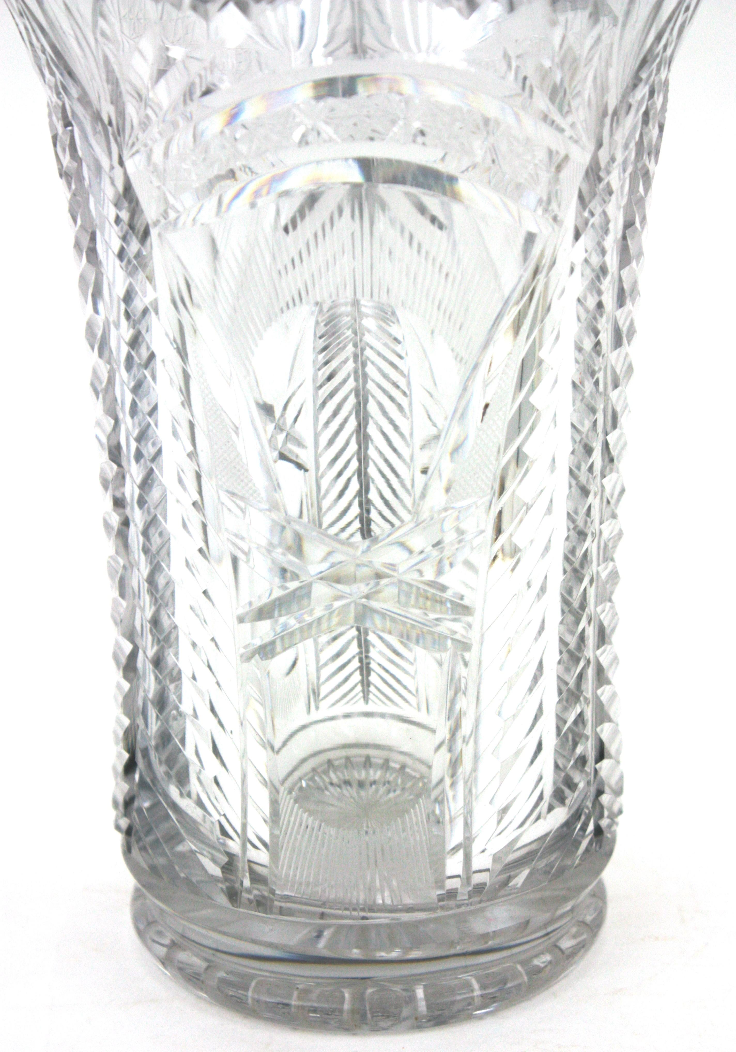 Cut Crystal Vase or Hurricane Candle Holder For Sale 1