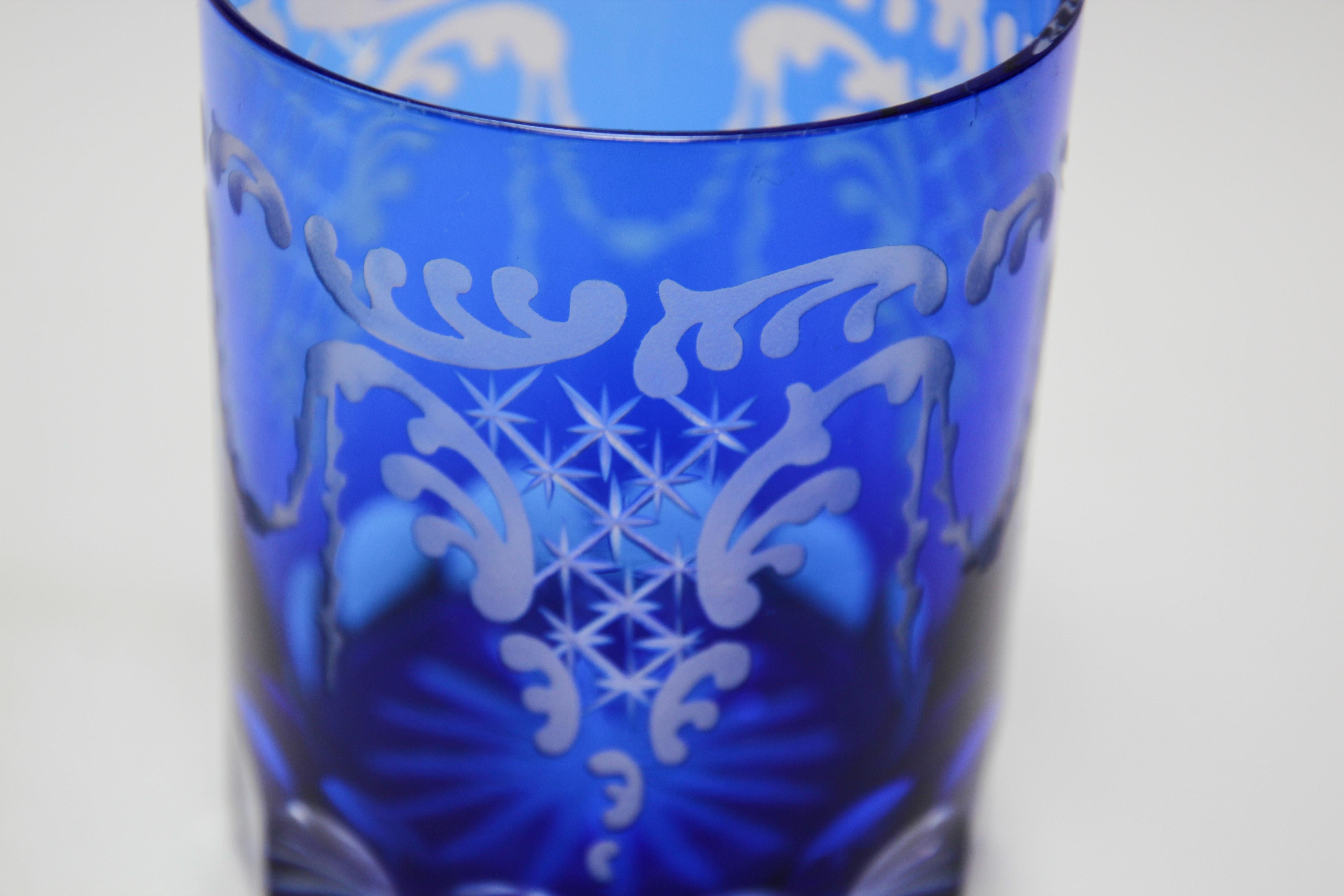 Cut Crystal Whiskey Glass Tumbler Baccarat Sapphire Blue 1