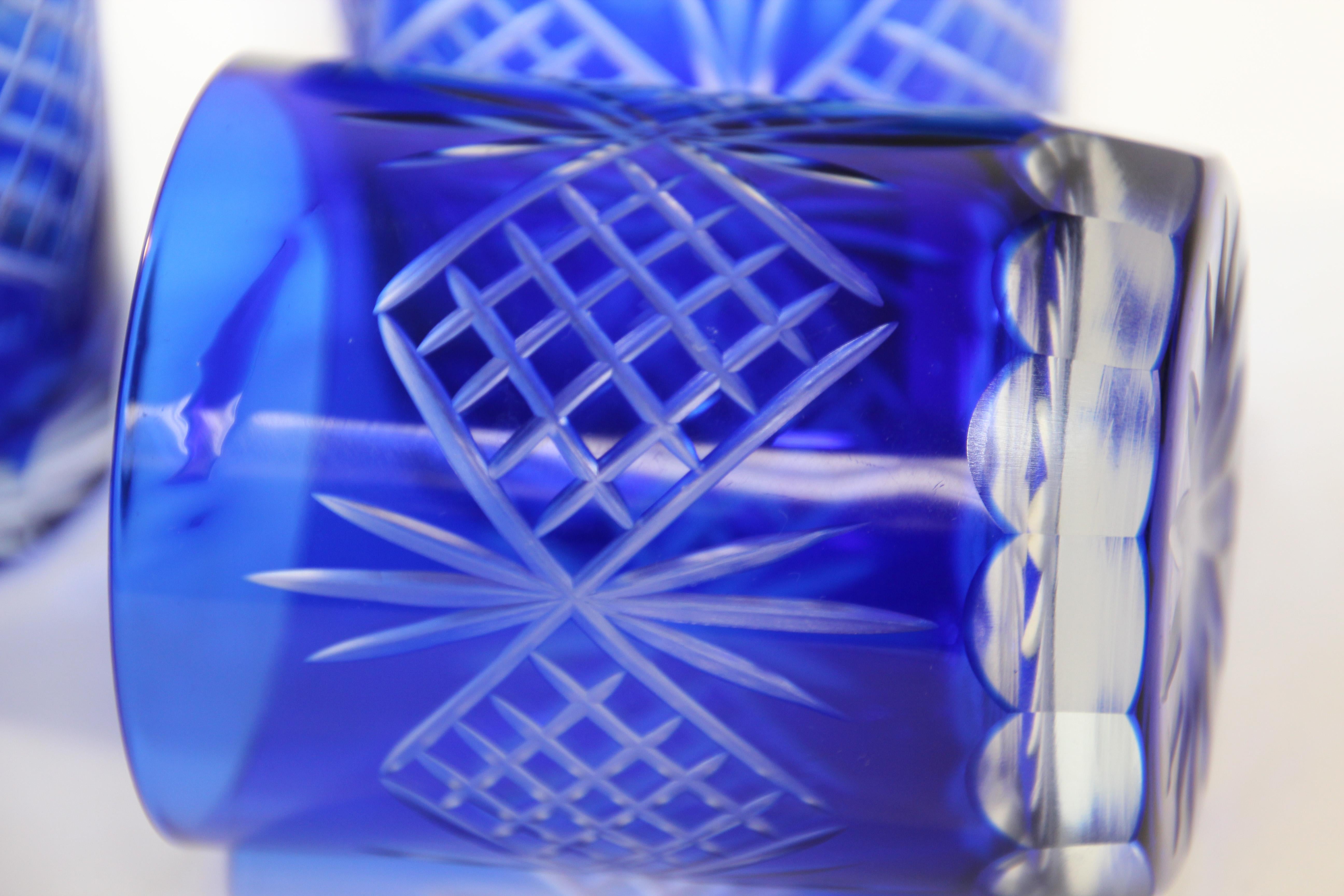 Cut Crystal Whiskey Glass Tumbler Baccarat Sapphire Blue 2