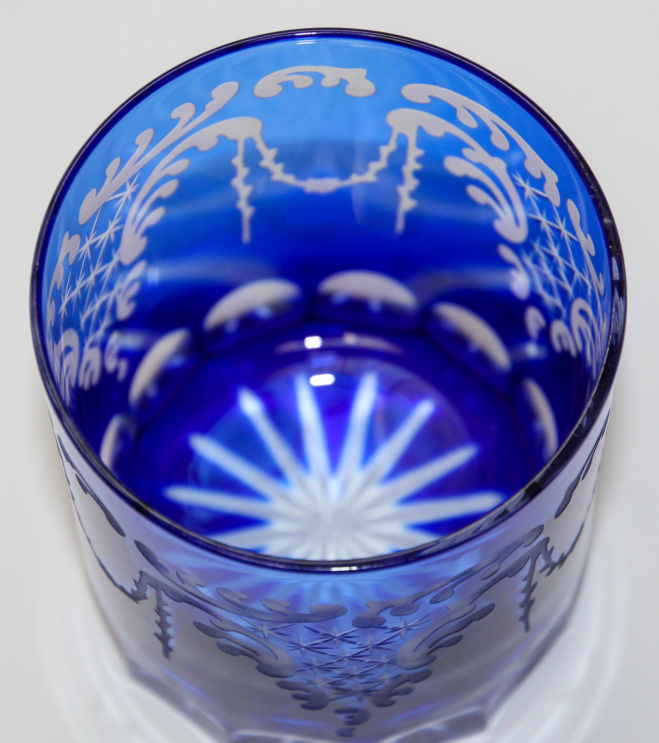 Cut Crystal Whiskey Glass Tumbler Baccarat Sapphire Blue 4