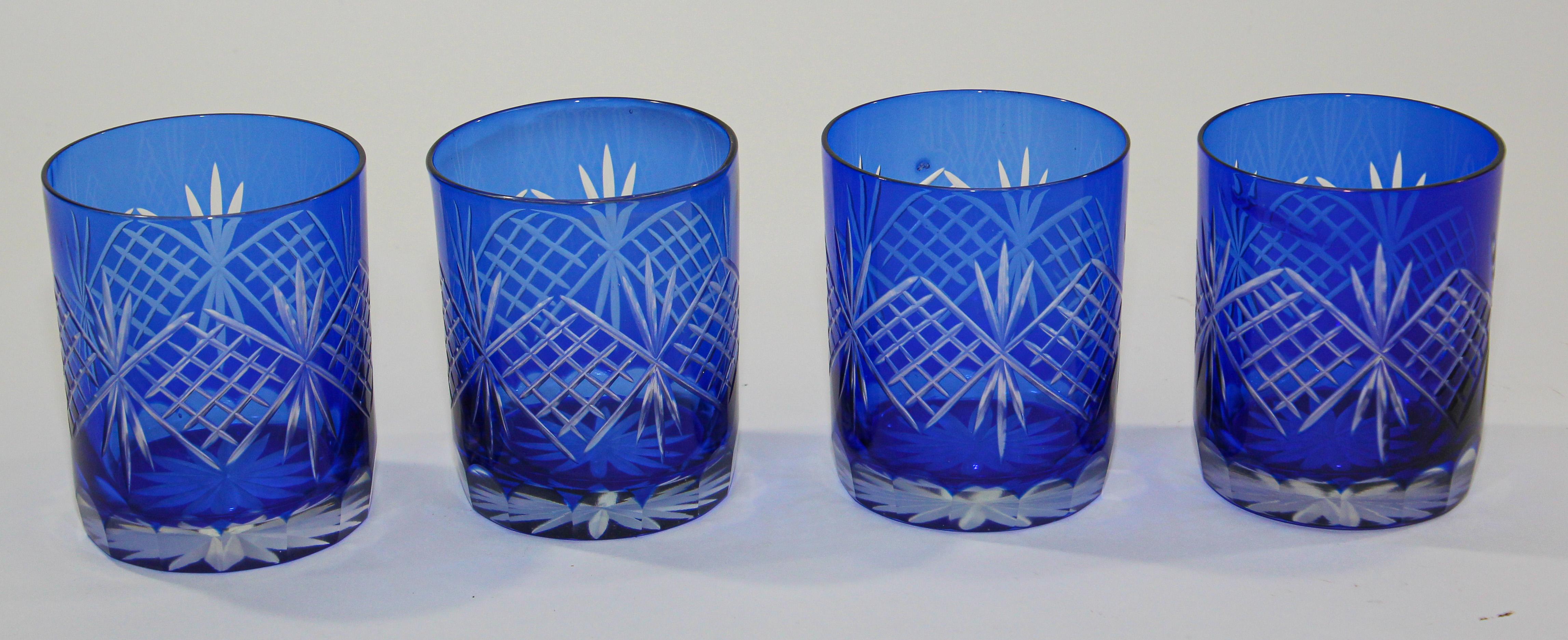 Cut Crystal Whiskey Glass Tumbler Baccarat Sapphire Blue 6