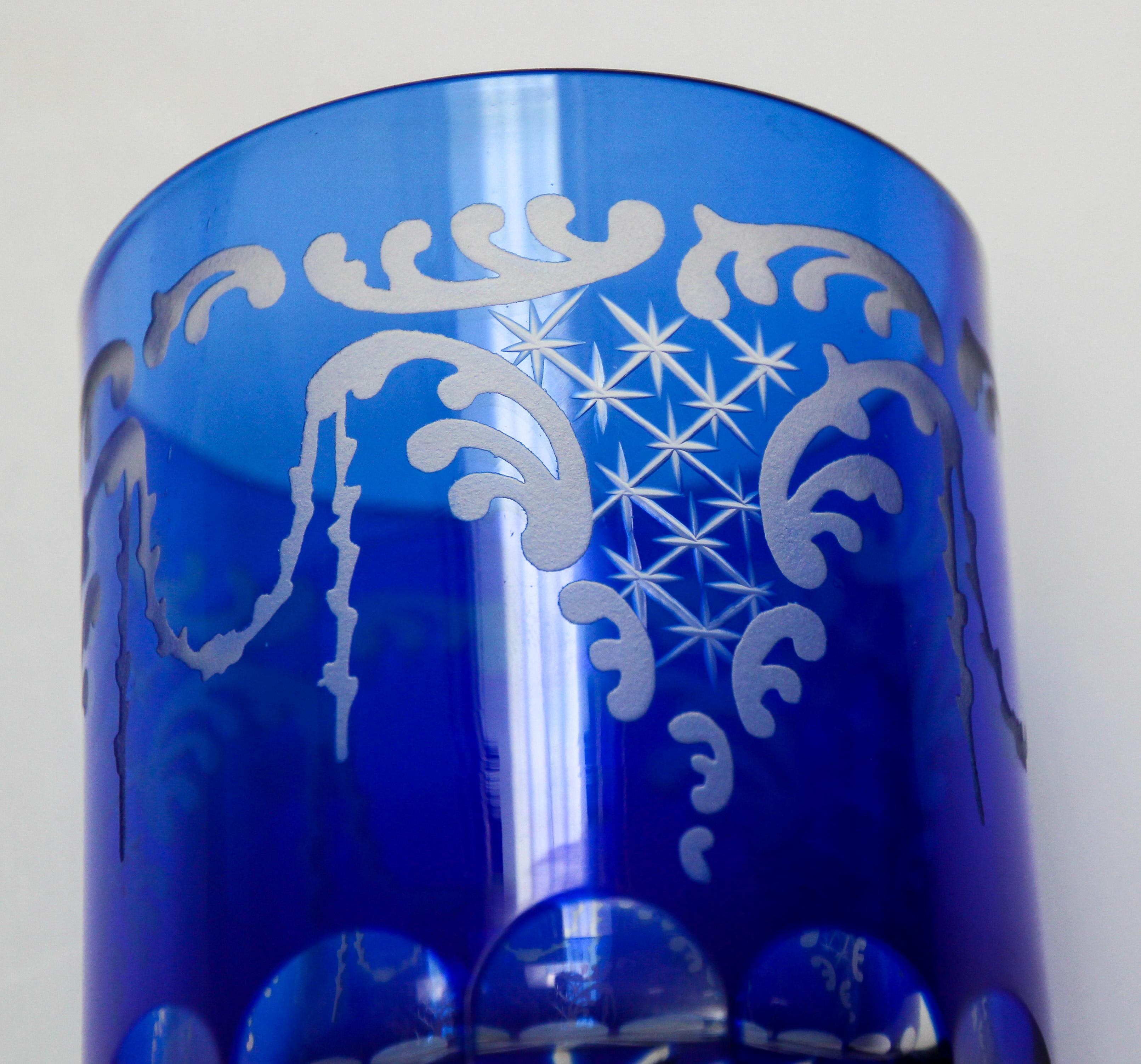 Cut Crystal Whiskey Glass Tumbler Baccarat Sapphire Blue 7