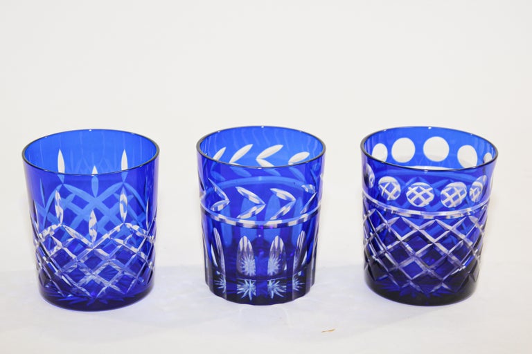 Cut Crystal Whiskey Glass Tumbler Baccarat Sapphire Blue at 1stDibs | blue glass  crystal, baccarat tumblers melbourne, blue crystal glasses