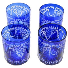 Cut Crystal Whiskey Glass Tumbler Baccarat Sapphire Blue