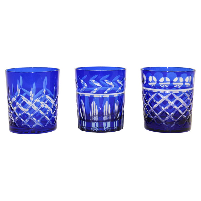 Cut Crystal Whiskey Glass Tumbler Baccarat Sapphire Blue For Sale at 1stDibs