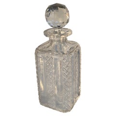 Cut Crystal Whiskey Decanter with Faceted Glass Stopper
