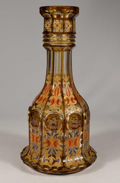 Cut Engraved and Painted, Bohemian Glass Huqqa Base