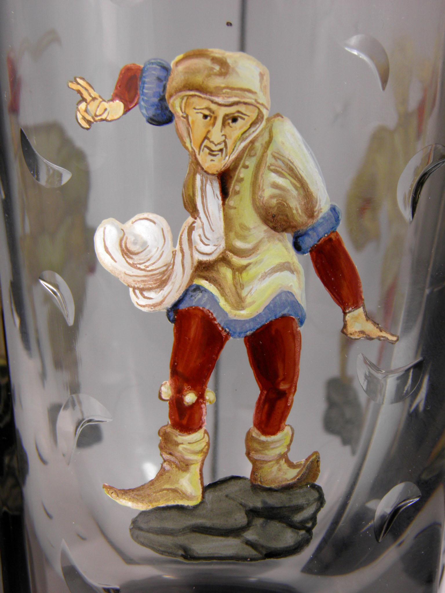 Copa tallada, grabada y pintada en estilo Art Déco, Francia en venta 1