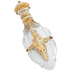 Cut Glass and Gold Perfume Vial