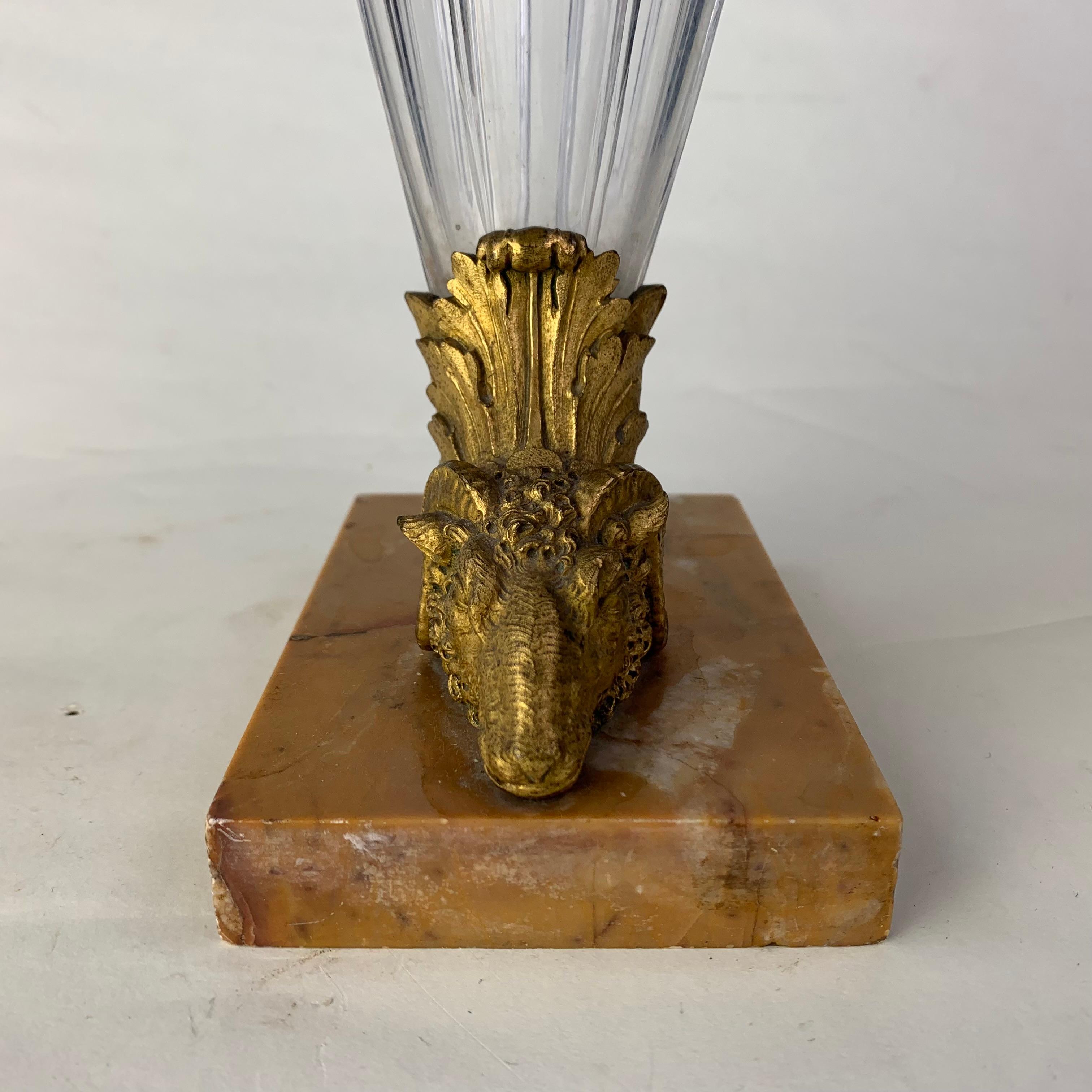 French Cut Glass and Ormolu Horn Shaped Vase For Sale