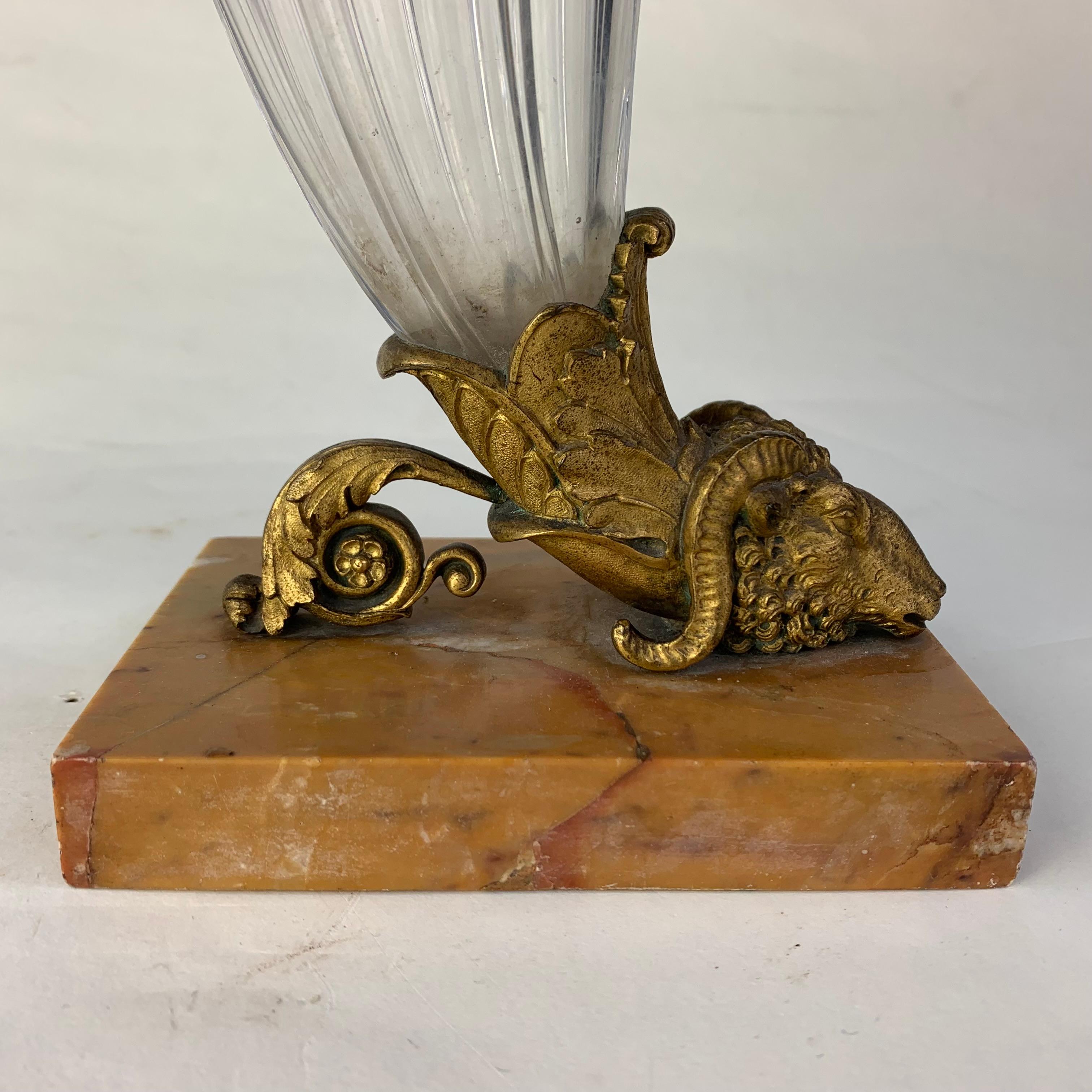Cut Glass and Ormolu Horn Shaped Vase In Good Condition For Sale In Folkestone, GB