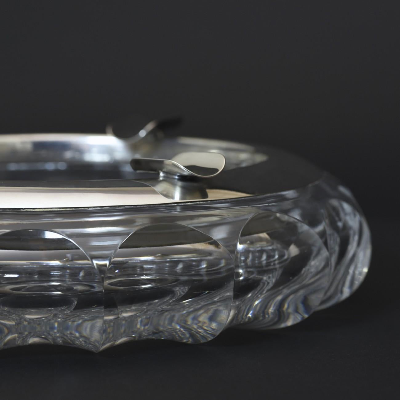 Cut Glass and Sterling Silver Cigar Ashtray, circa 1925 In Good Condition In London, GB