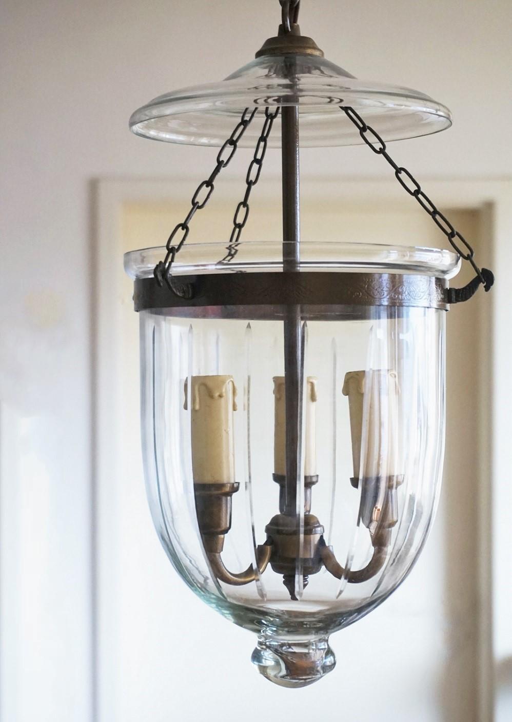 Victorian Cut Glass Bell Jar Lantern, England, circa 1930-1939