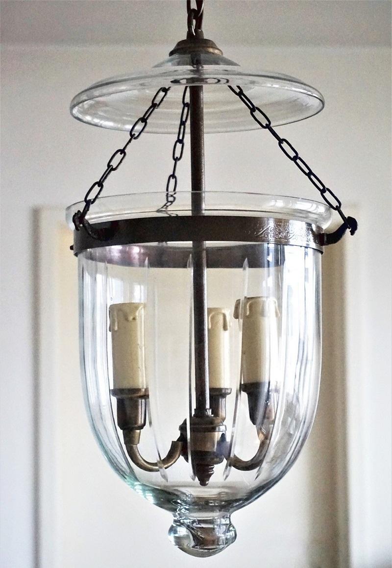 English Cut Glass Bell Jar Lantern, England, circa 1930-1939