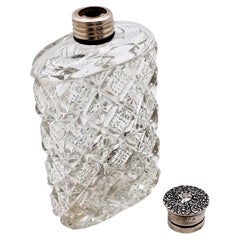 Antique Blackinton Flask with Sterling Silver Cap & Fine Cut Glass, circa 1920s