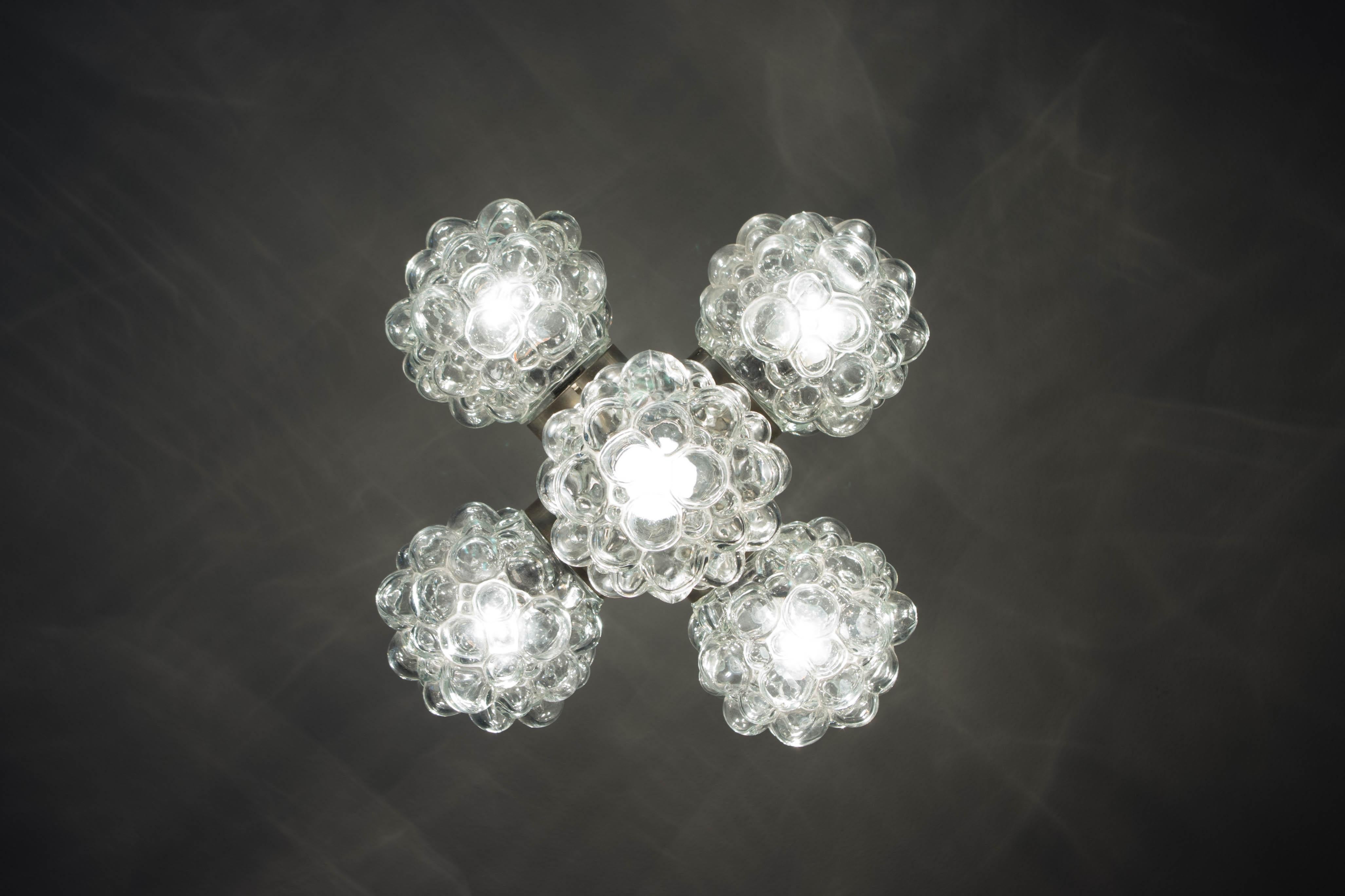 Brutalist Glass Chandelier Pendant for Kamenicky Senov, Czechoslovakia, 1970s