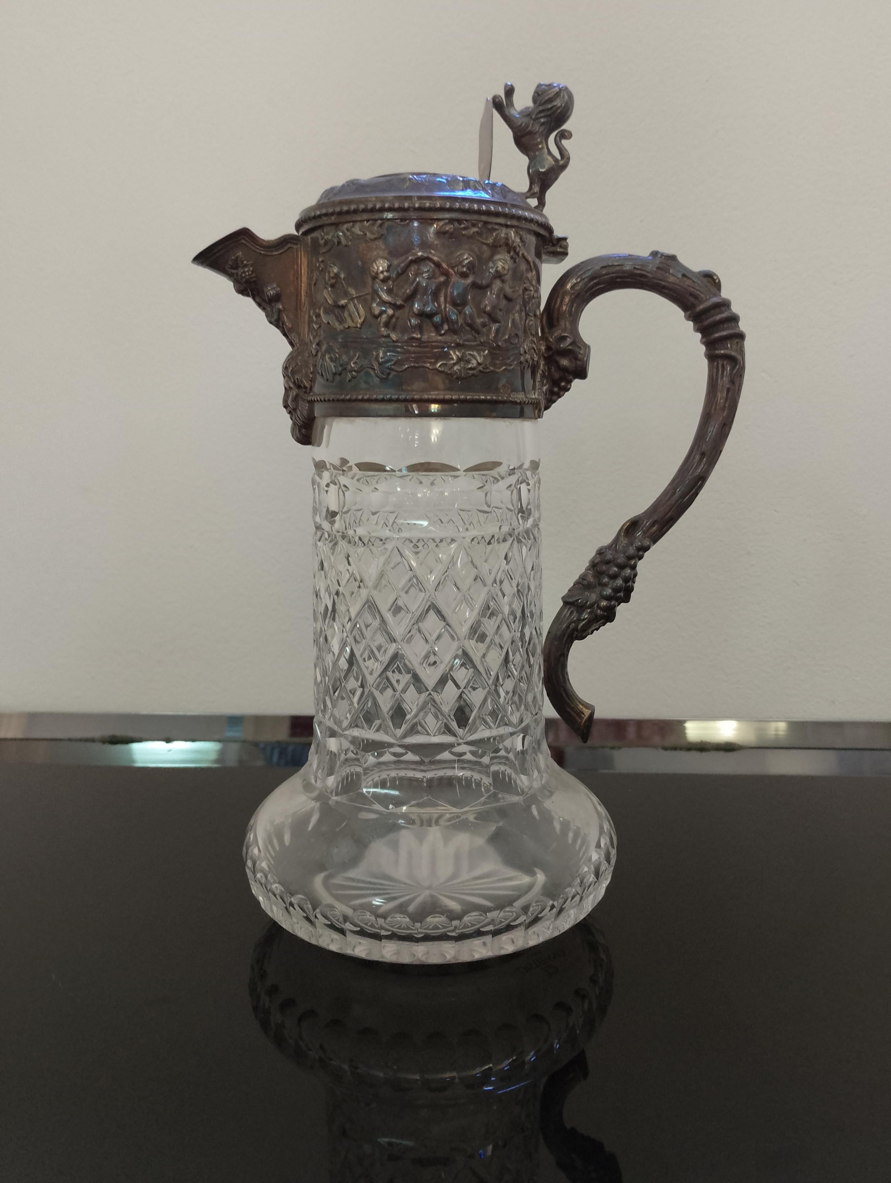 Cruche à claret en verre taillé, Italie 1940 en vente 5