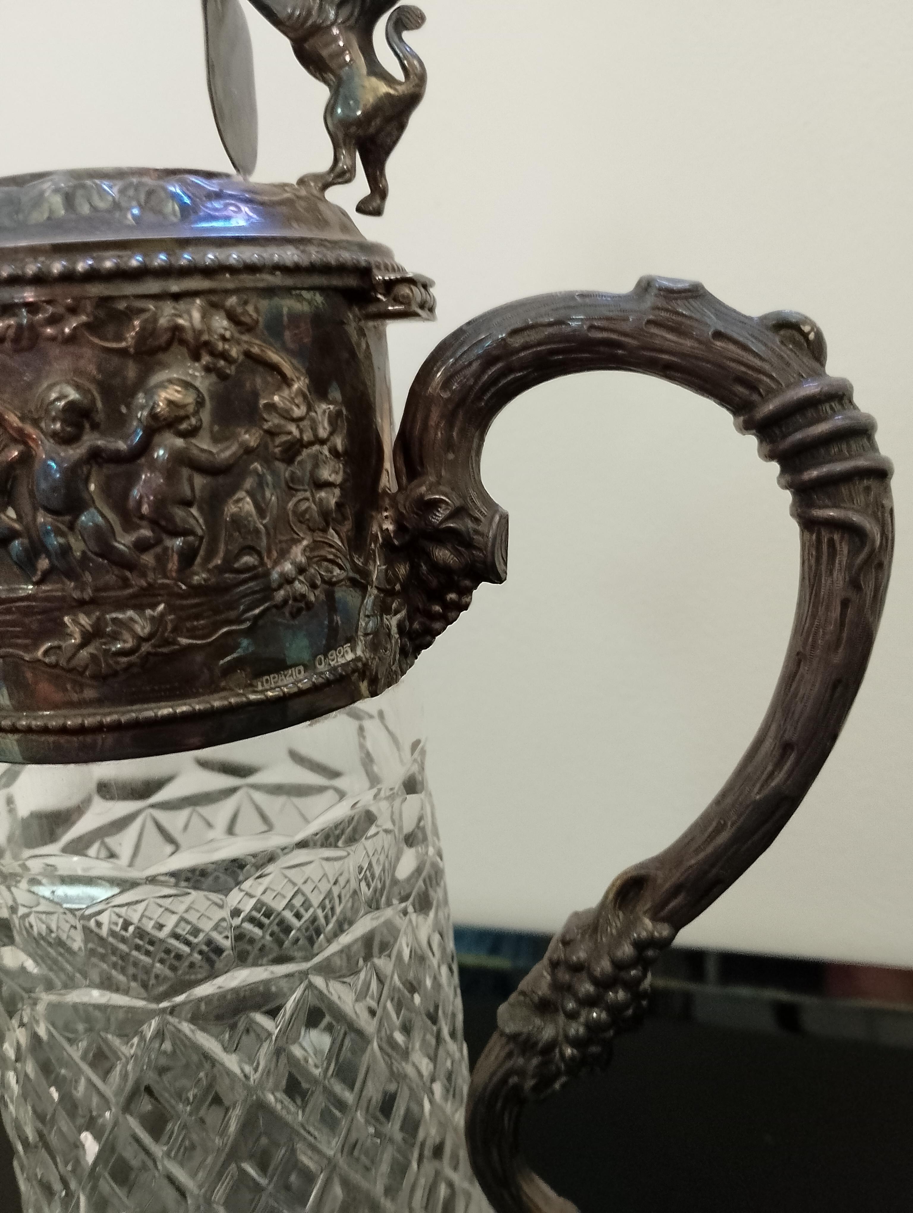 Cruche à claret en verre taillé, Italie 1940 en vente 6