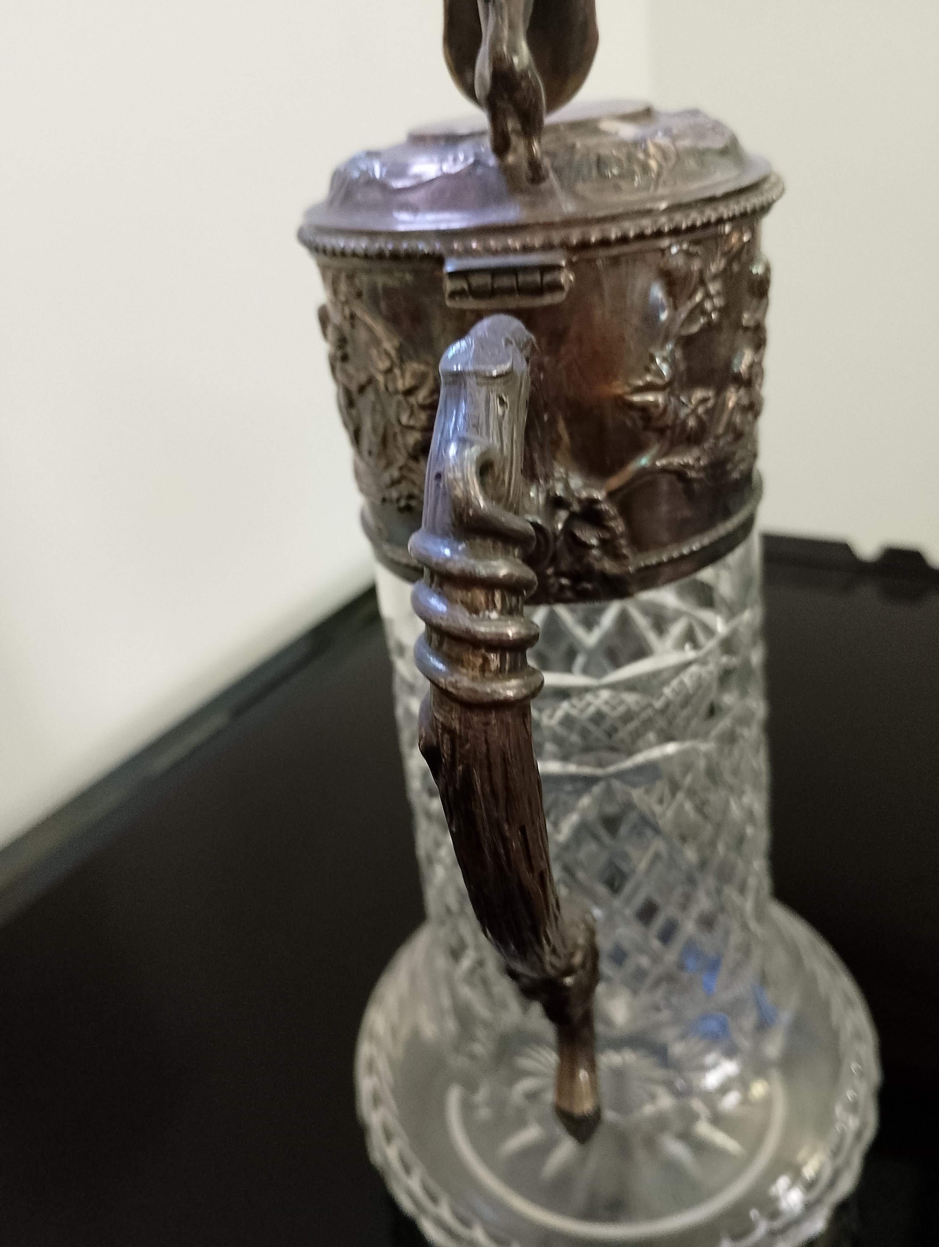 Cruche à claret en verre taillé, Italie 1940 en vente 1