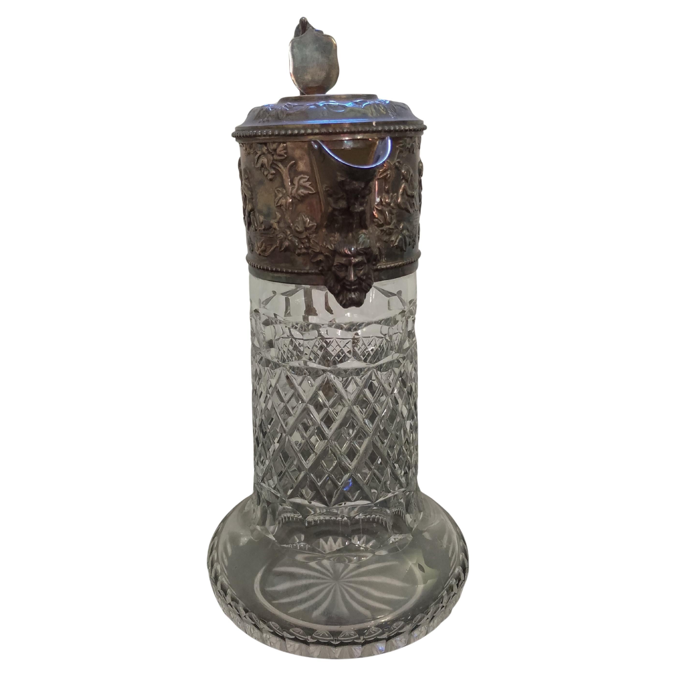 Cruche à claret en verre taillé, Italie 1940