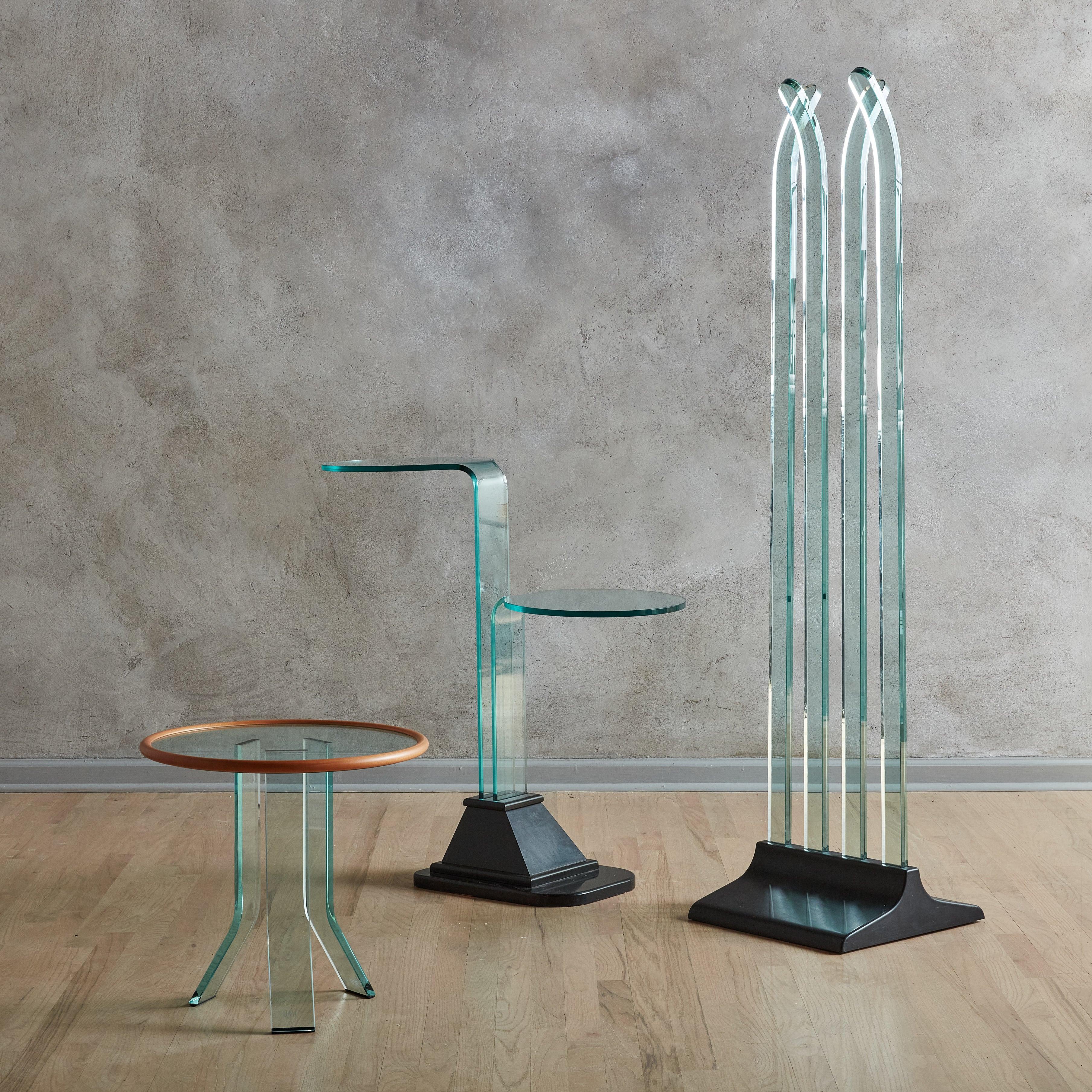 Italian Cut Glass Coat Hanger with Black Base by FIAM, Italy 1970s For Sale