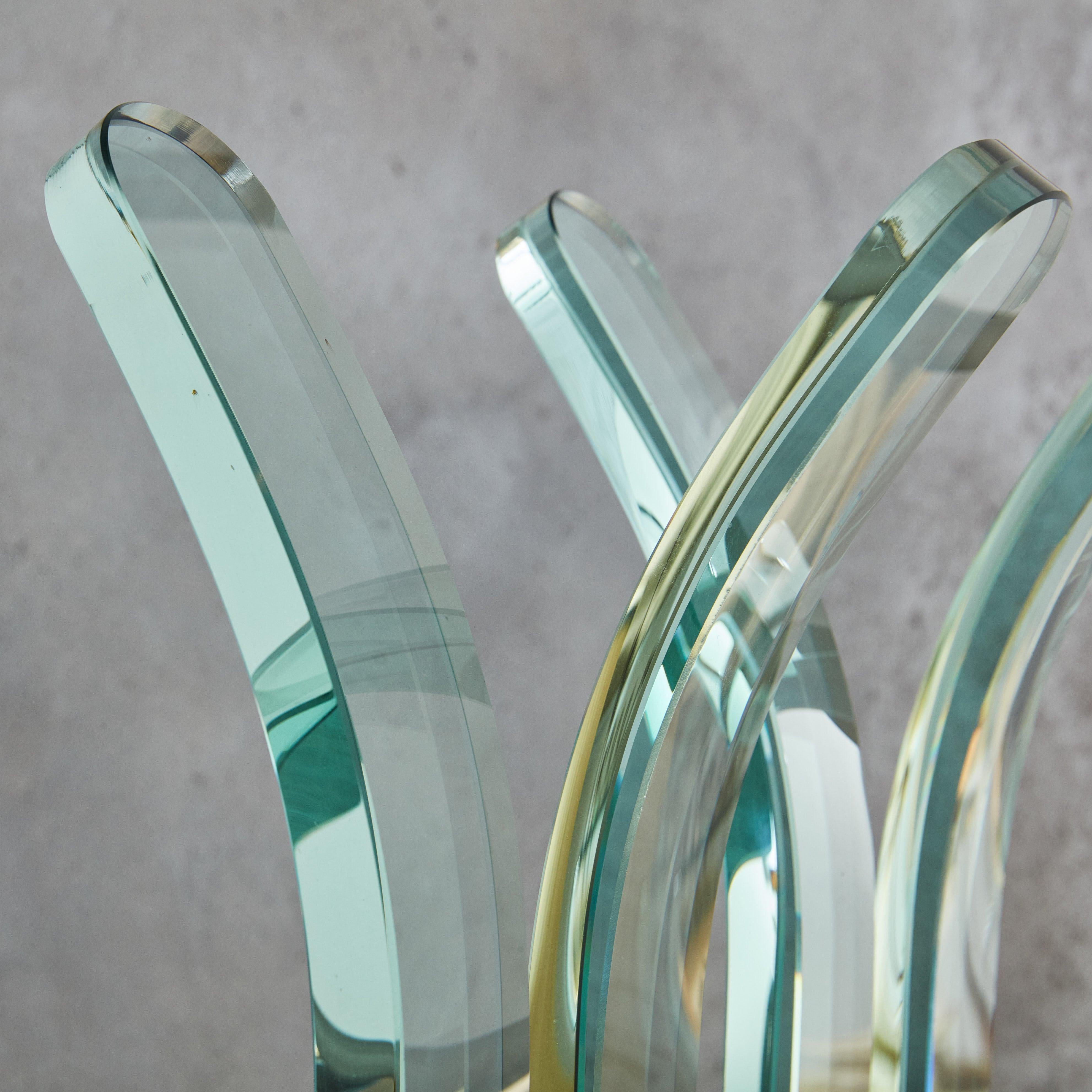 Metal Cut Glass Coat Hanger with Black Base by FIAM, Italy 1970s For Sale