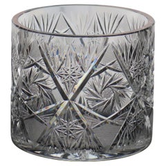 Cut Glass Crystal Jardiniere or Vase with thistles & leaves, Ca 1920