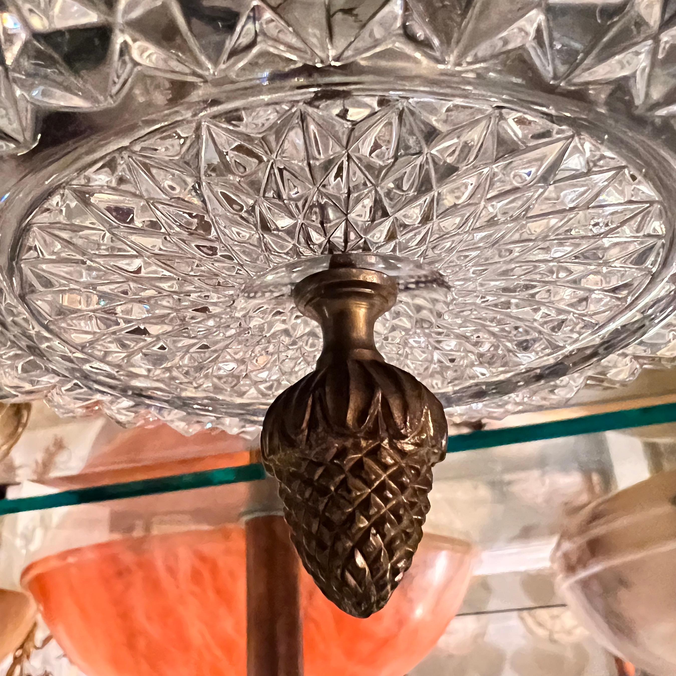 Cut Glass Flush Mount In Good Condition For Sale In New York, NY