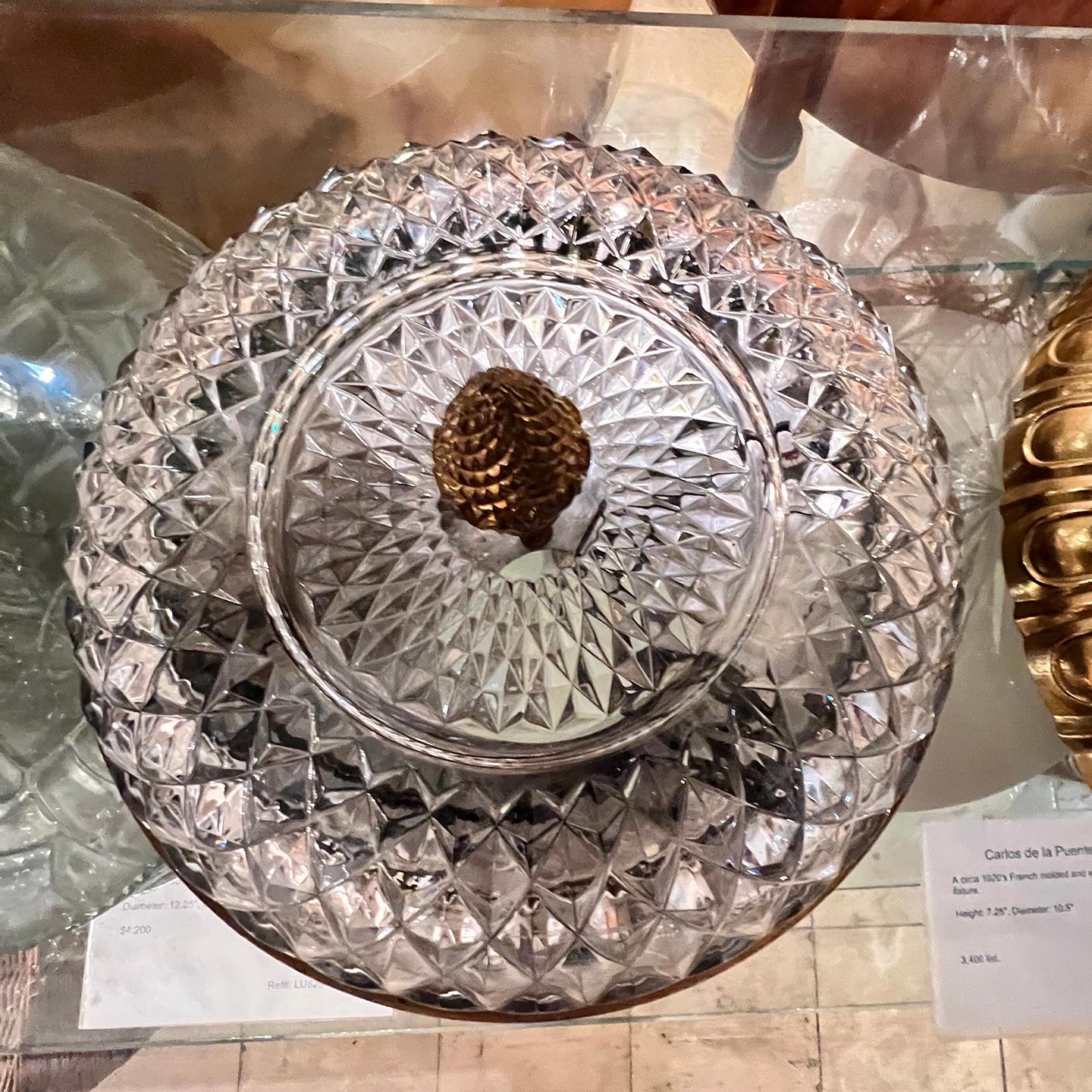 Mid-20th Century Cut Glass Flush Mount For Sale