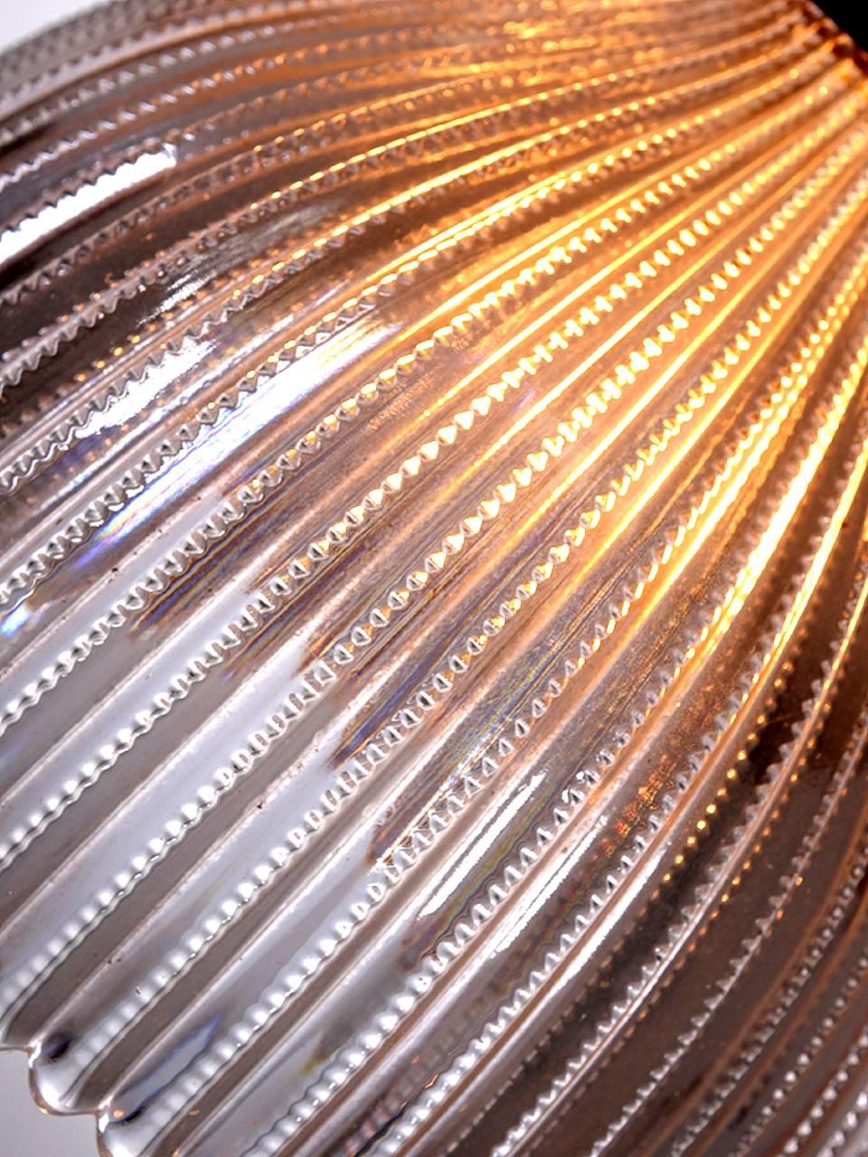 Américain Pendentif dôme Holophane en verre taillé