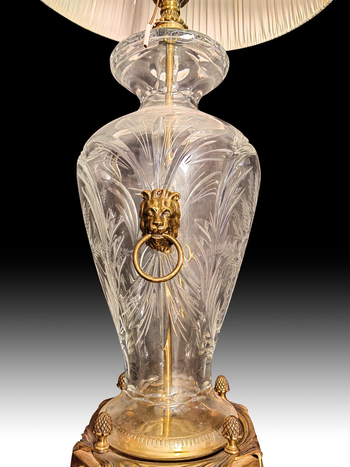 Modern Cut Glass Lamp, 20th Century