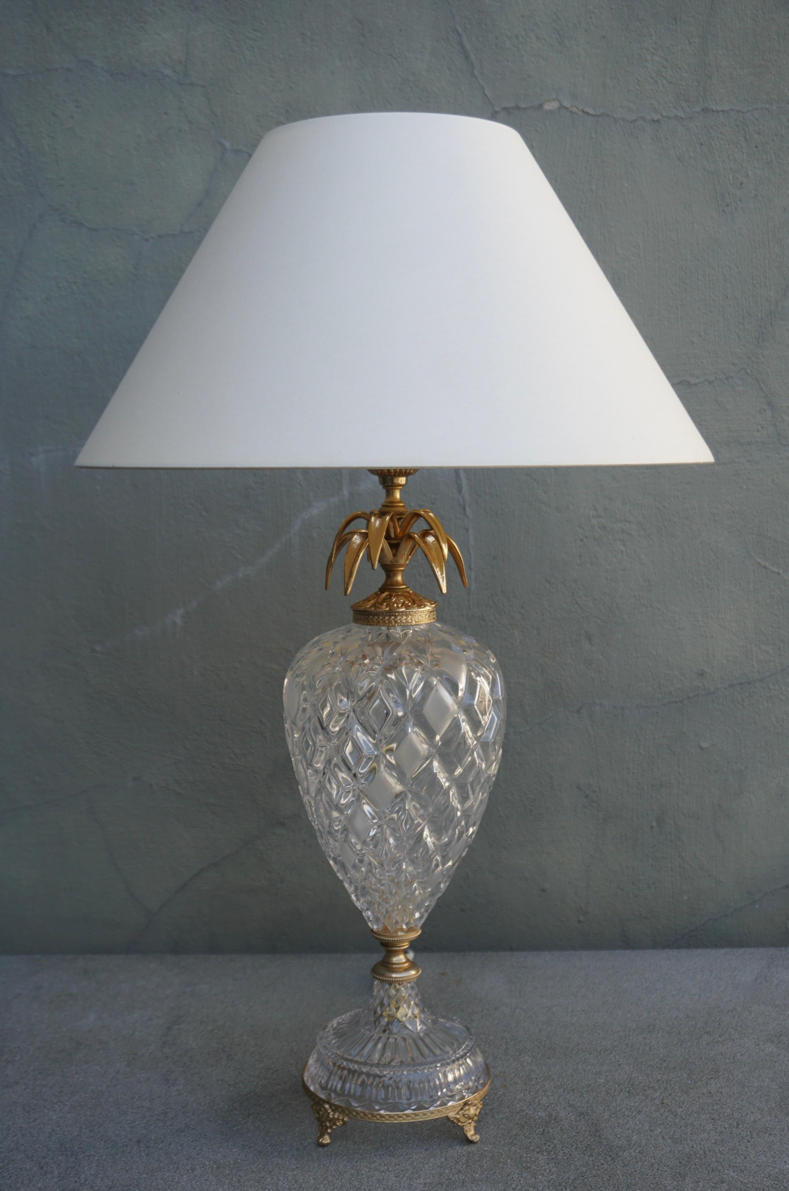 French Cut Glass Pineapple Table Lamp For Sale